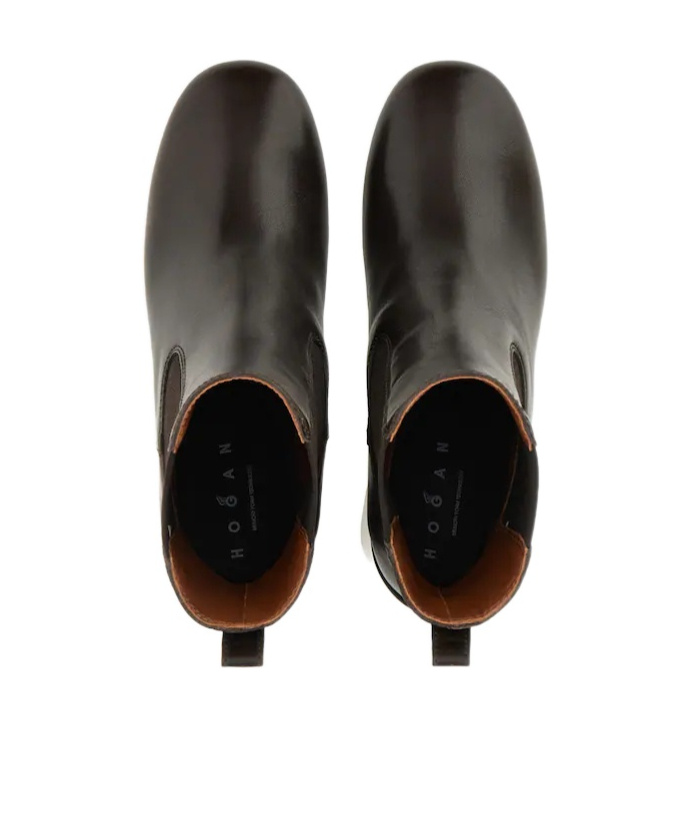 Hogan 90mm Block-heel Leather Boots In Brown