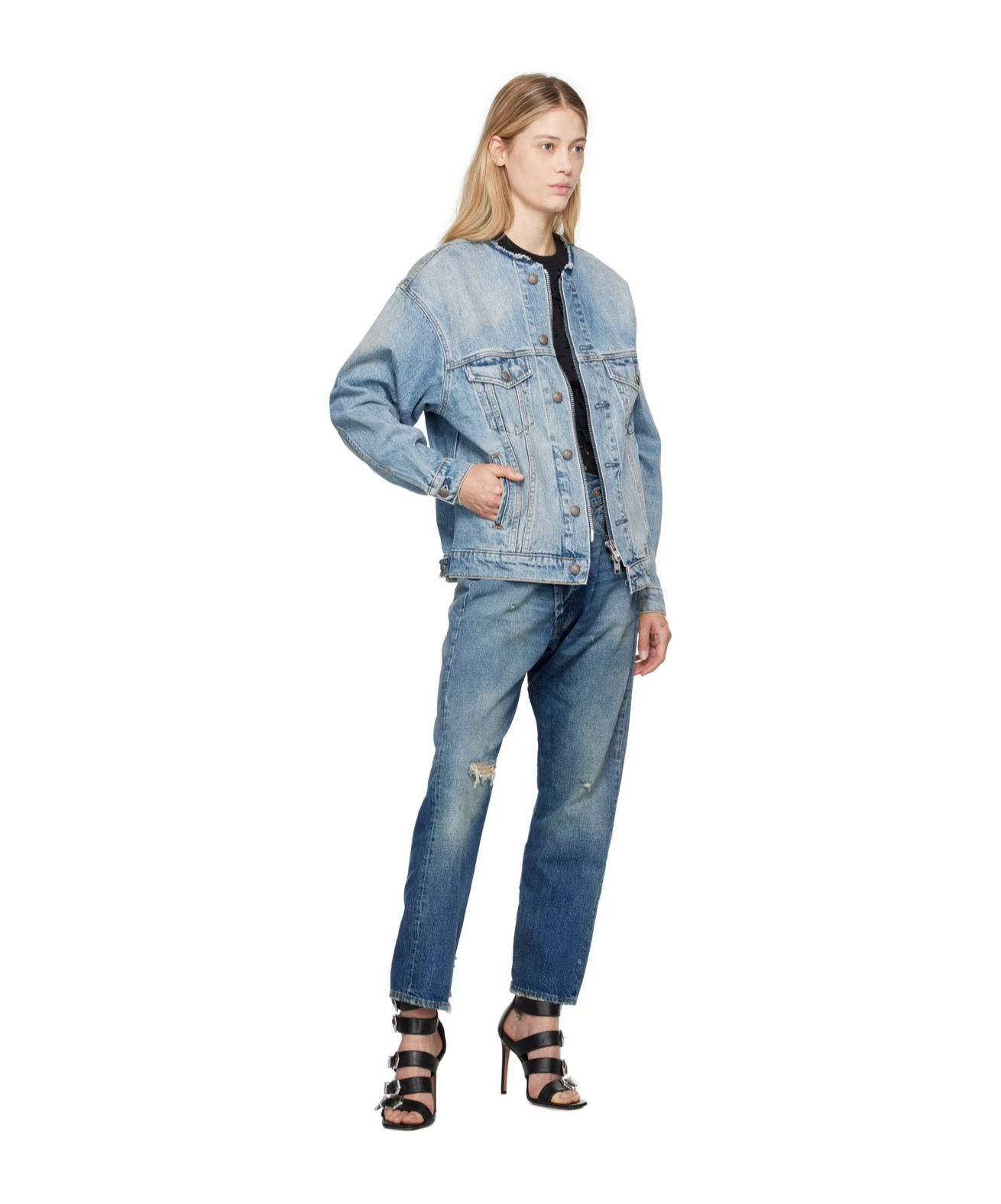 R13 FADED EFFECT DENIM COAT