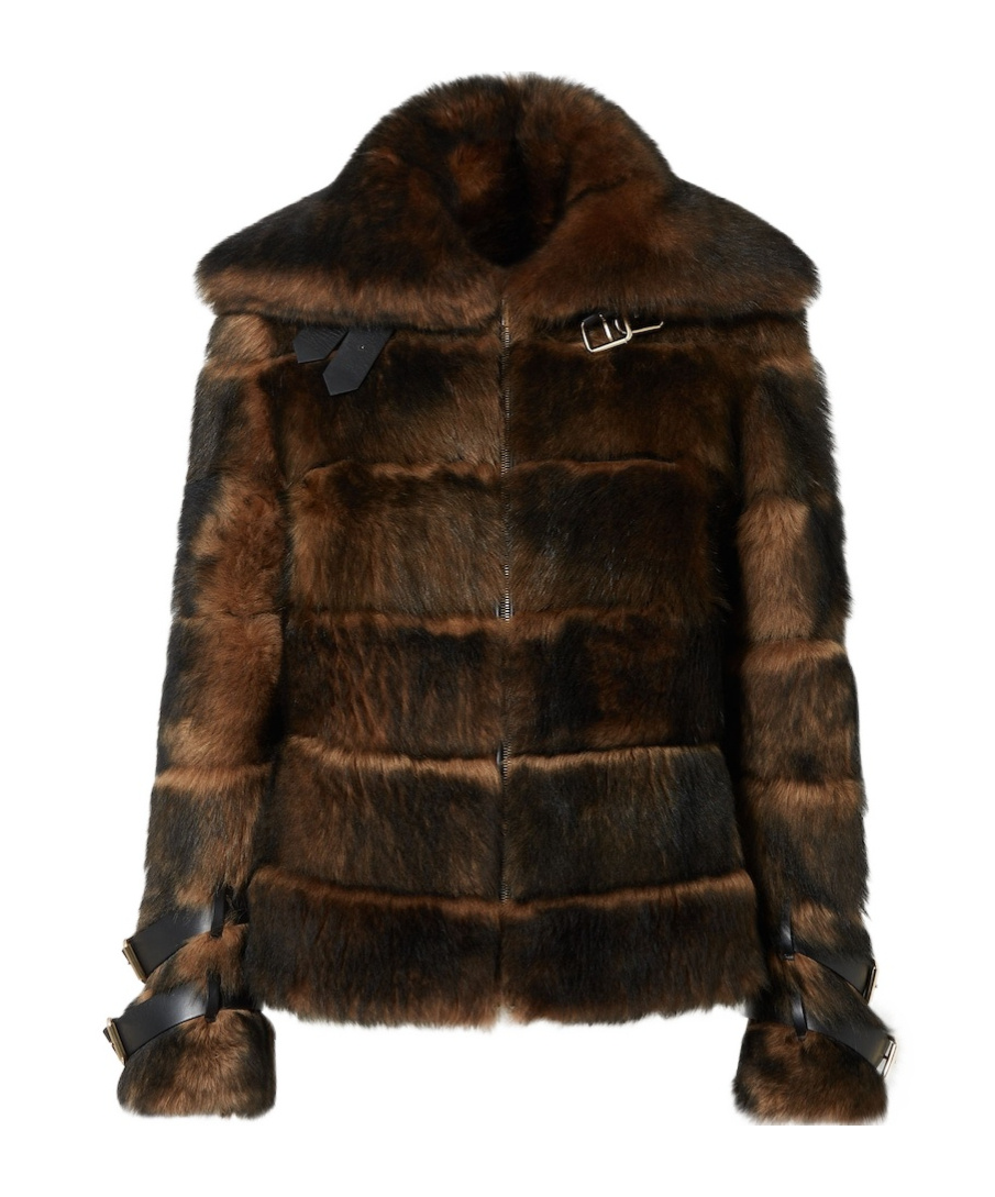 Fendi Brown Dorsato Shearling And Nappa Leather Jacket In Brown