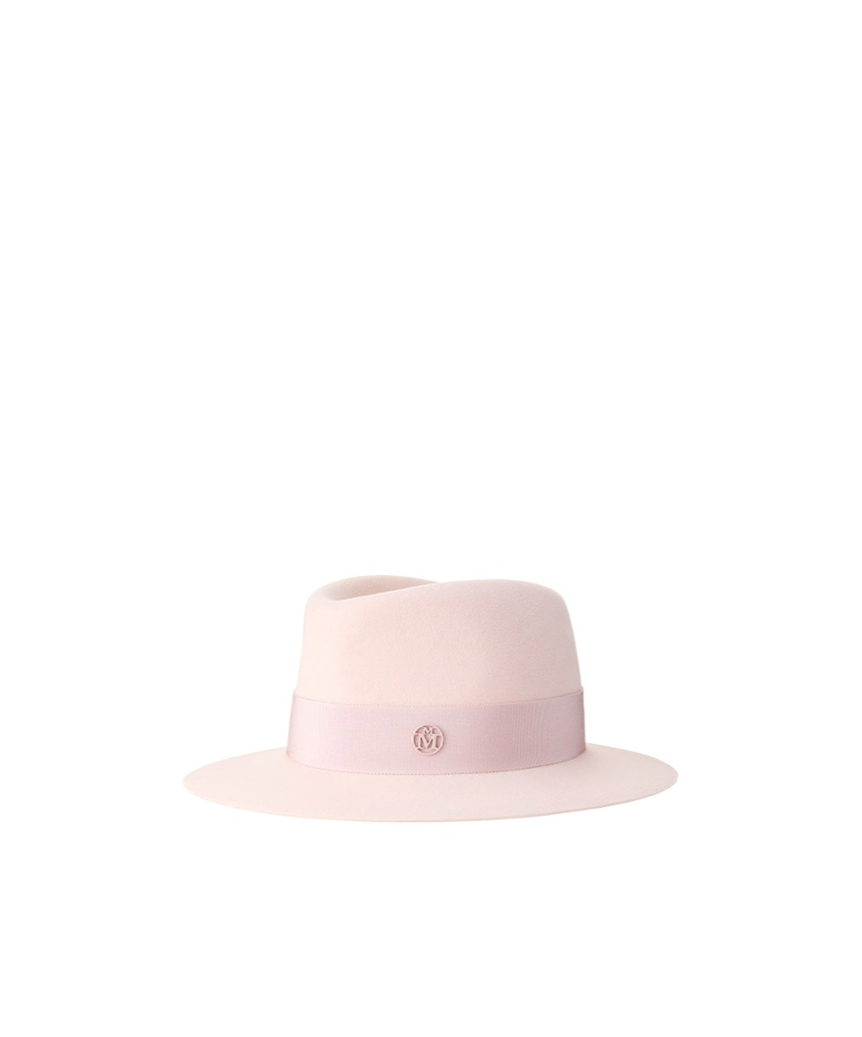 Maison Michel Logo-plaque Hat In Pink
