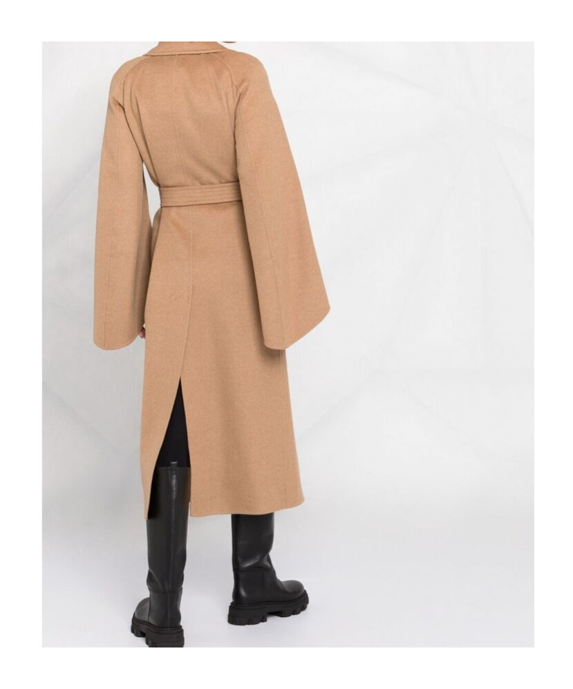 Max Mara Long-sleeved Lapel Coat In Brown