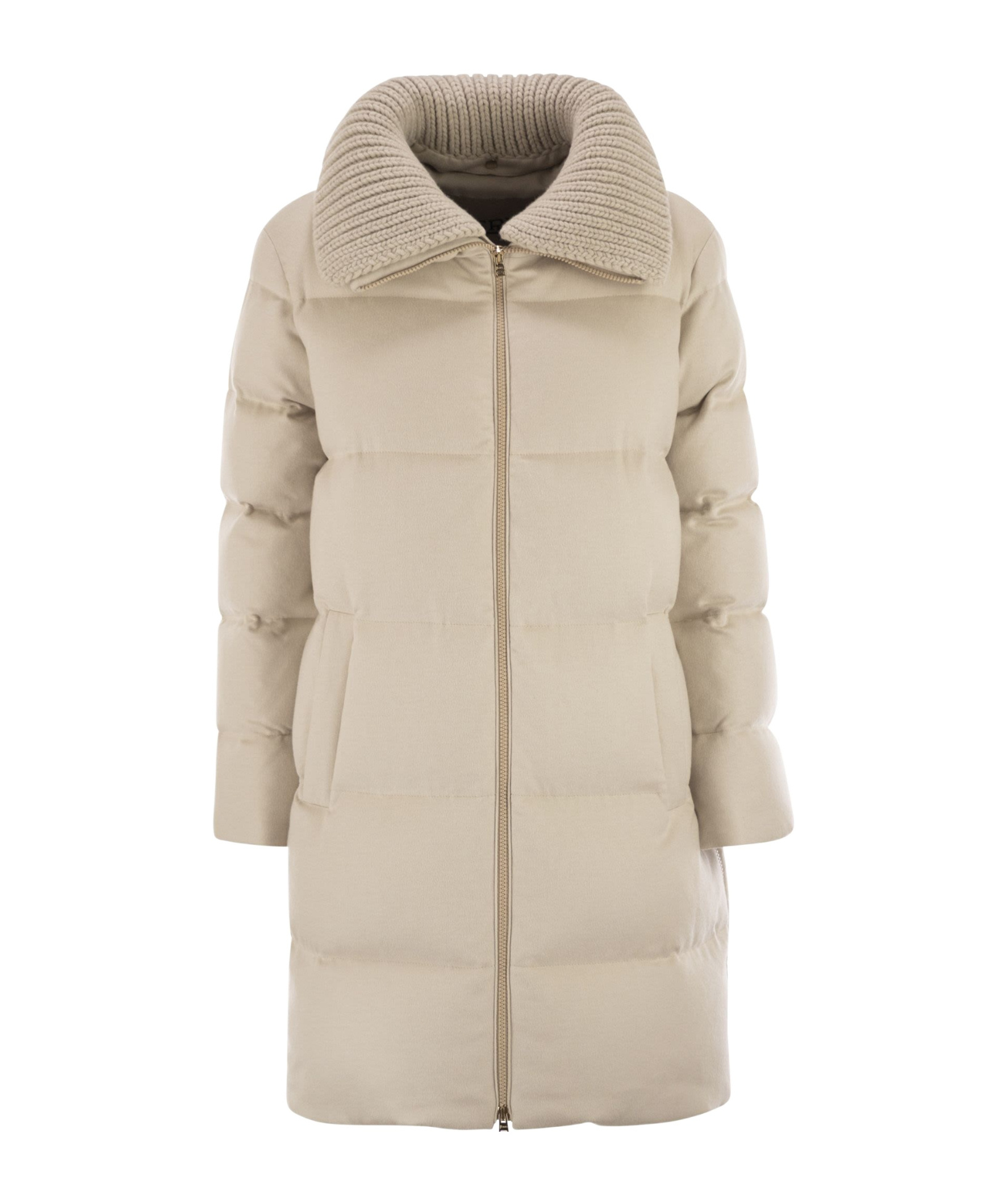 Herno Lapel Down Jacket In Neutral