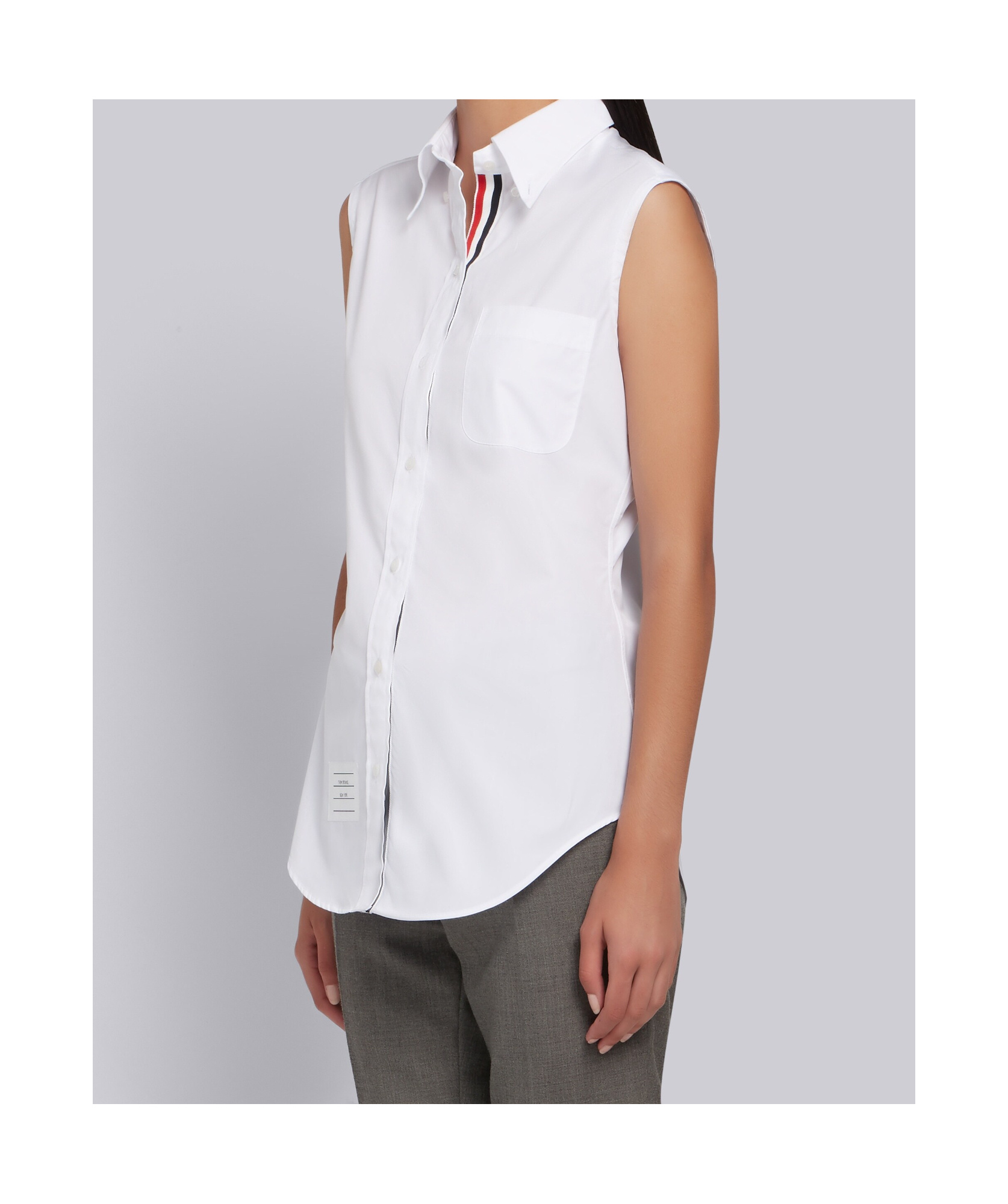 Thom Browne Sleeveless Button-down Shirt In White