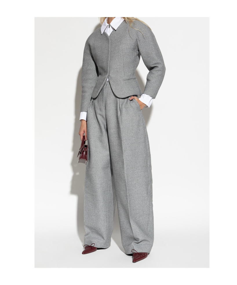 Jacquemus Textured-fabric Fitted Jacket In Gray