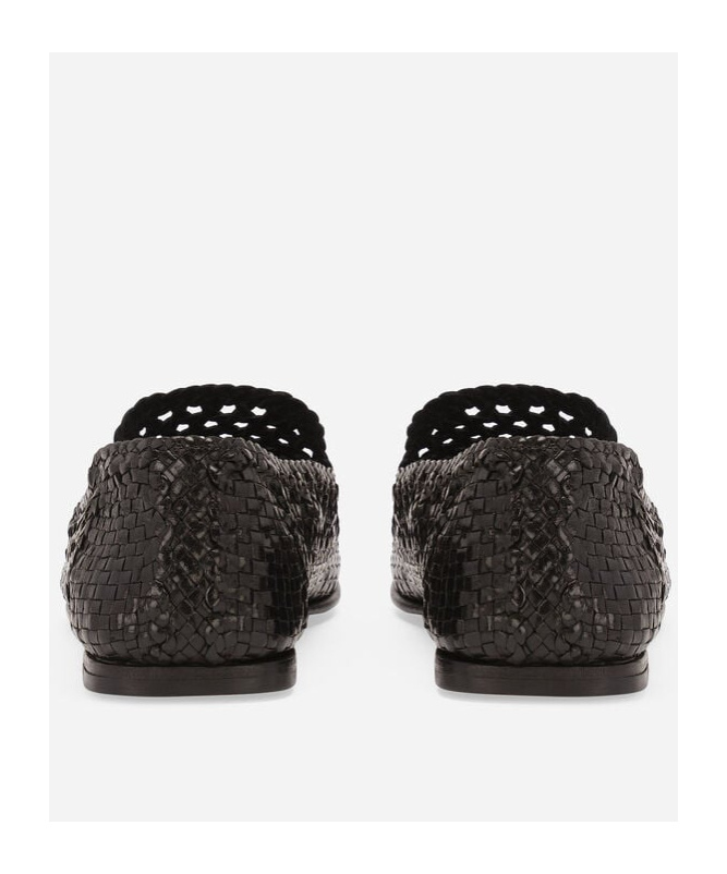 Dolce & Gabbana Intrecciato Moccasins In Black