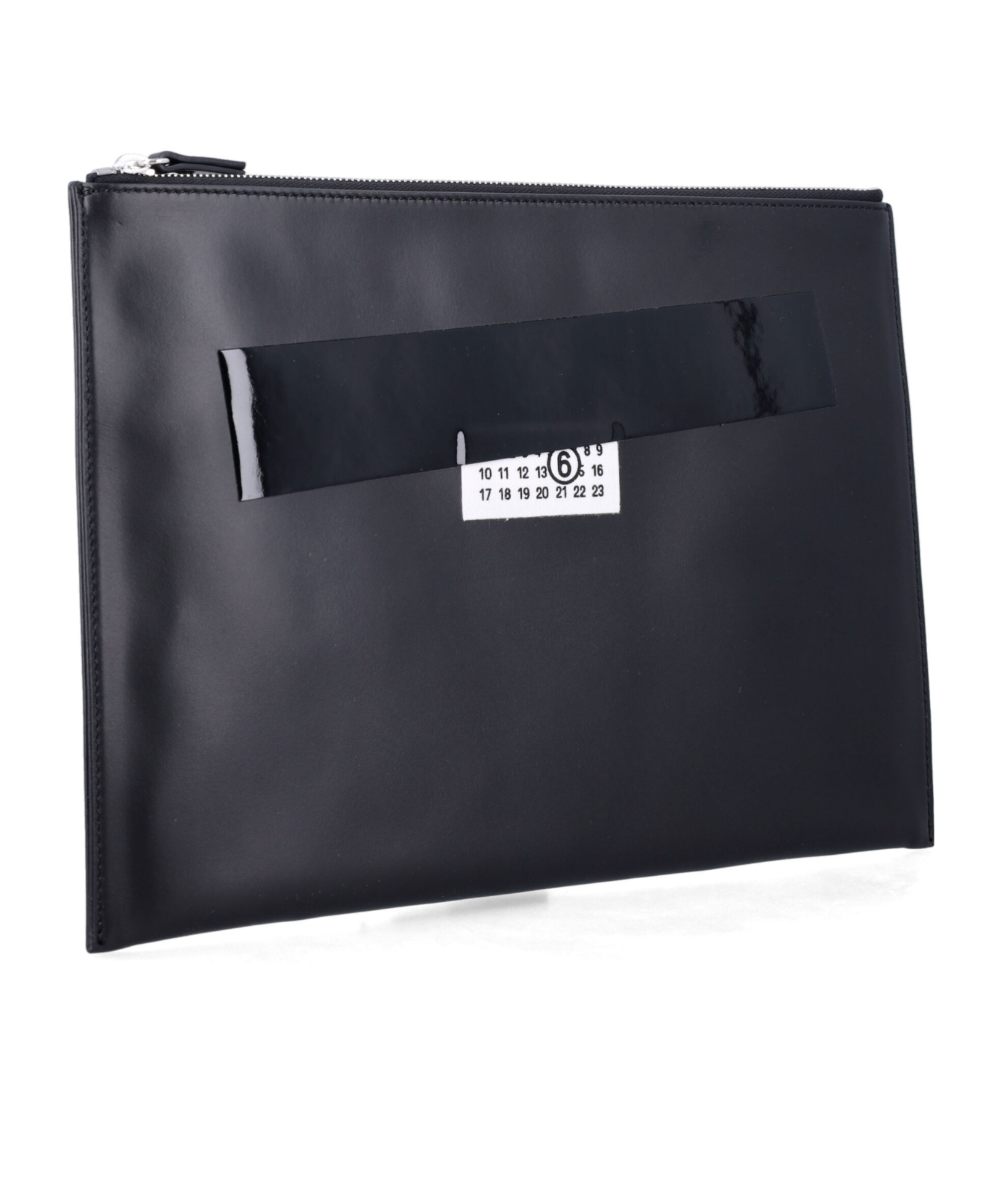 Mm6 Maison Margiela Logo Patch Medium Pouch Bag In Black