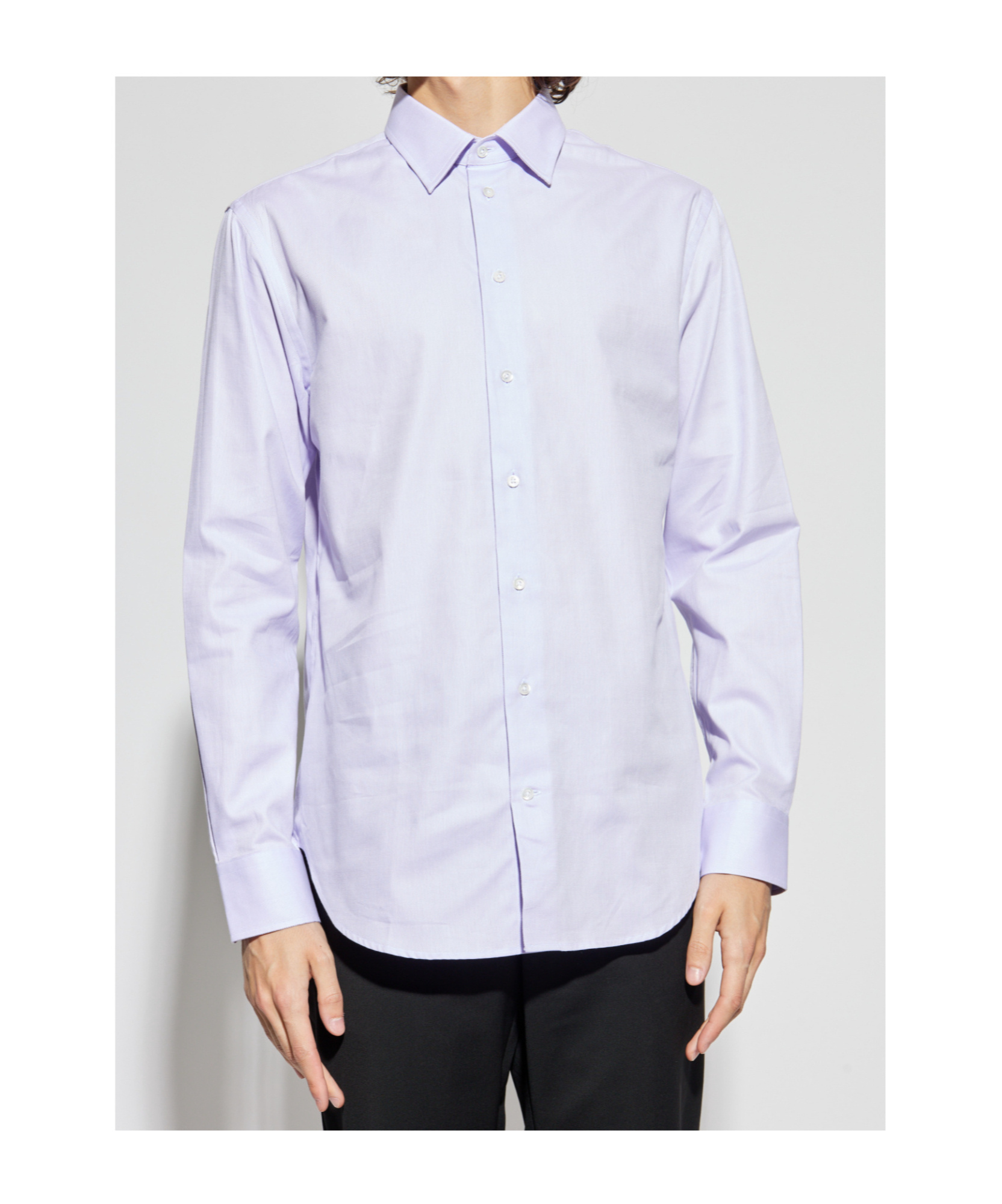 Emporio Armani Long-sleeved Button-down Shirt In Blue