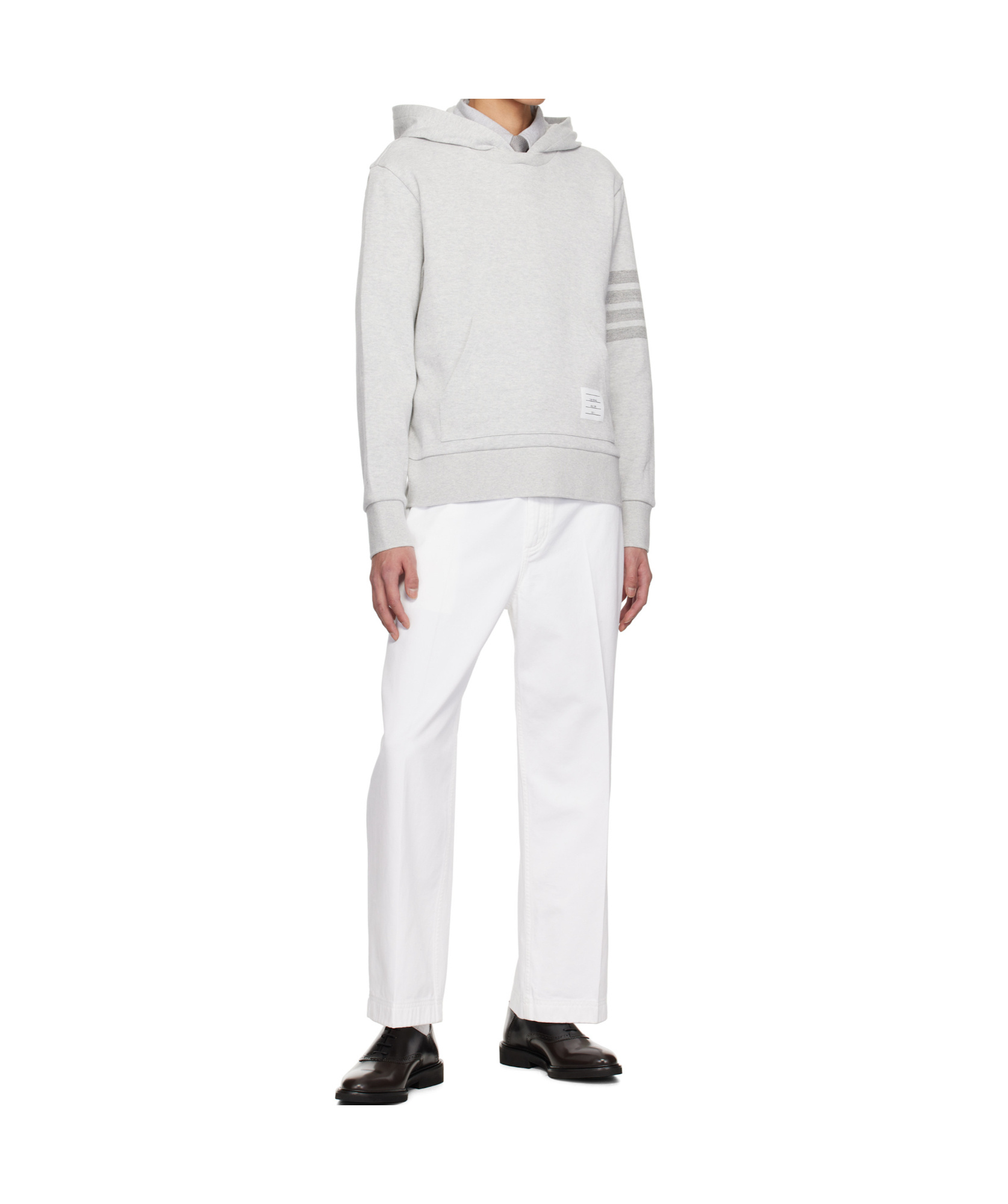 Thom Browne Long-sleeved Hoodie In White