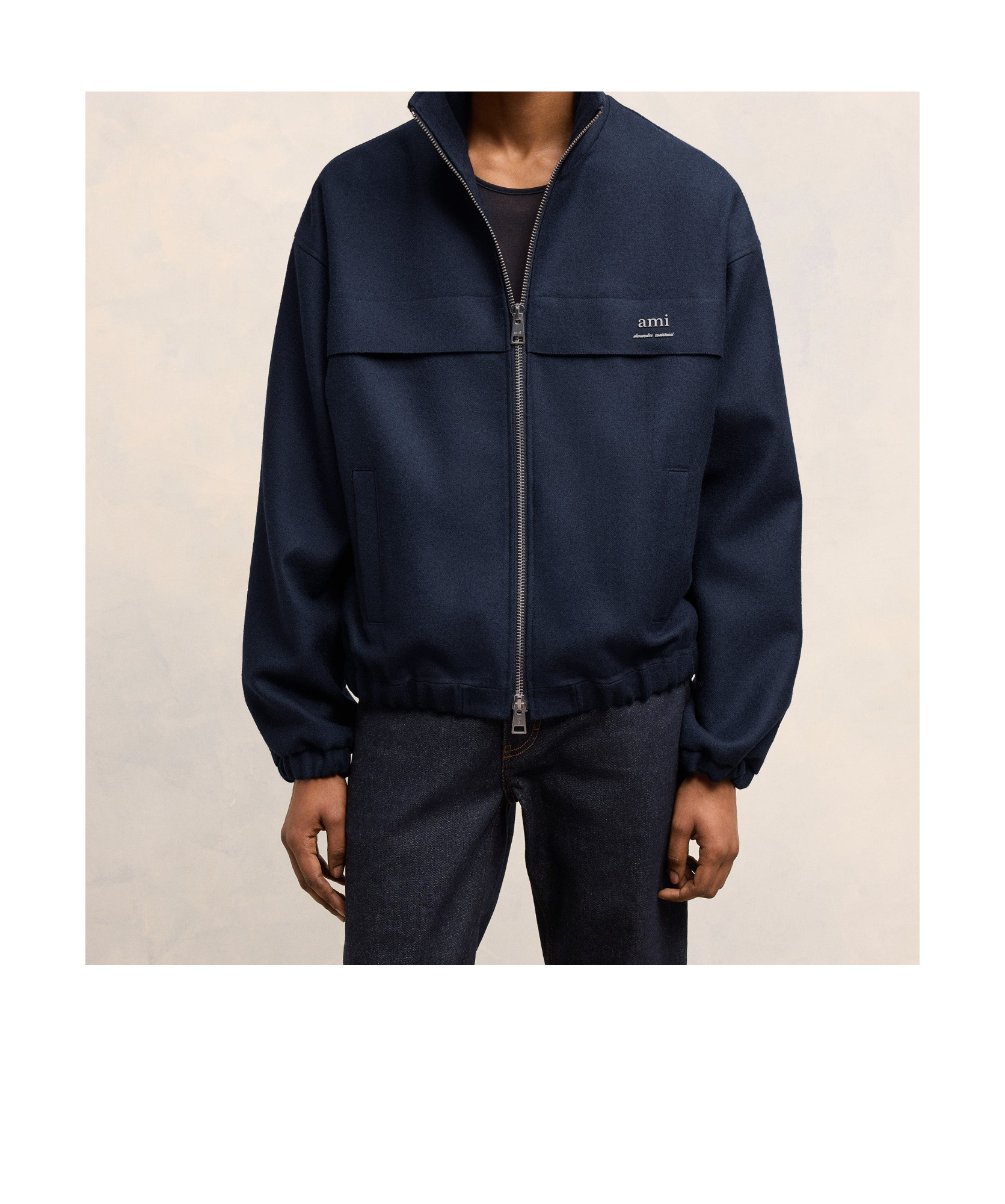 Ami Alexandre Mattiussi Elasticated Waist Zipped Windbreaker In Black