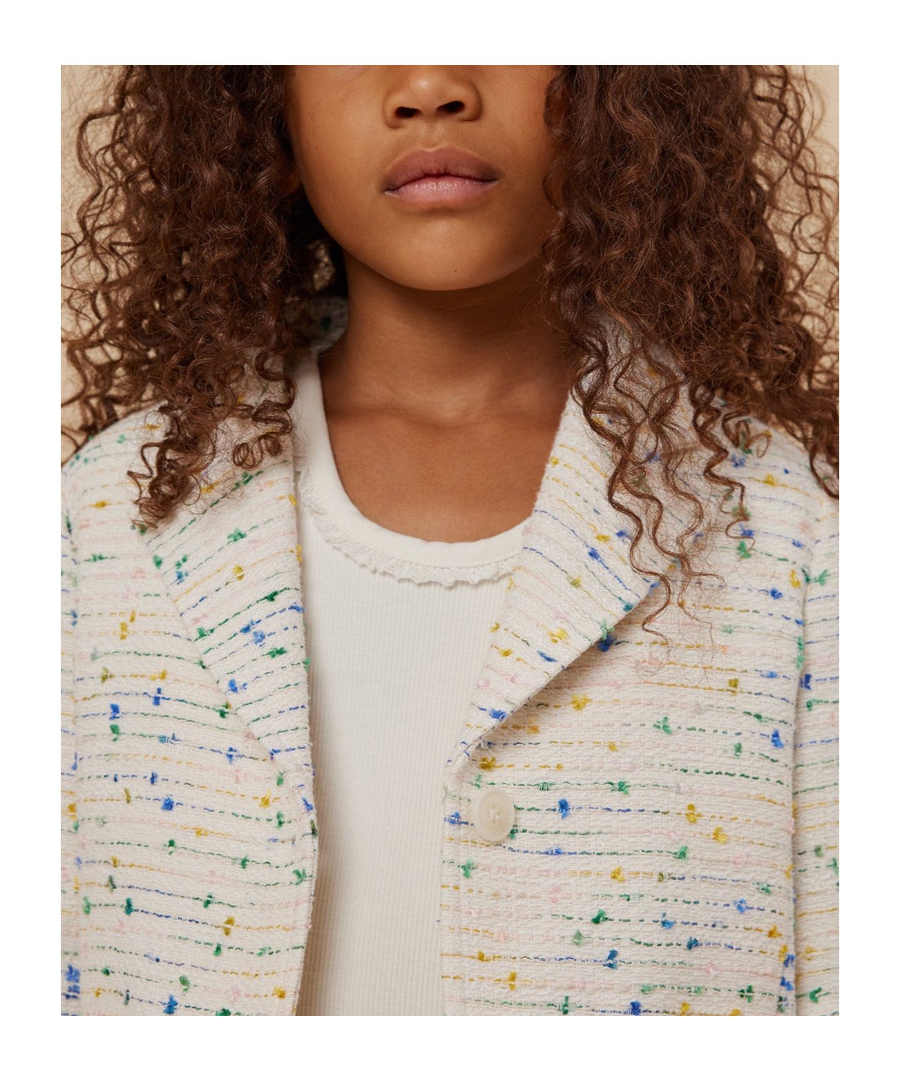 Bonpoint Tomas Tweed Blazer In White