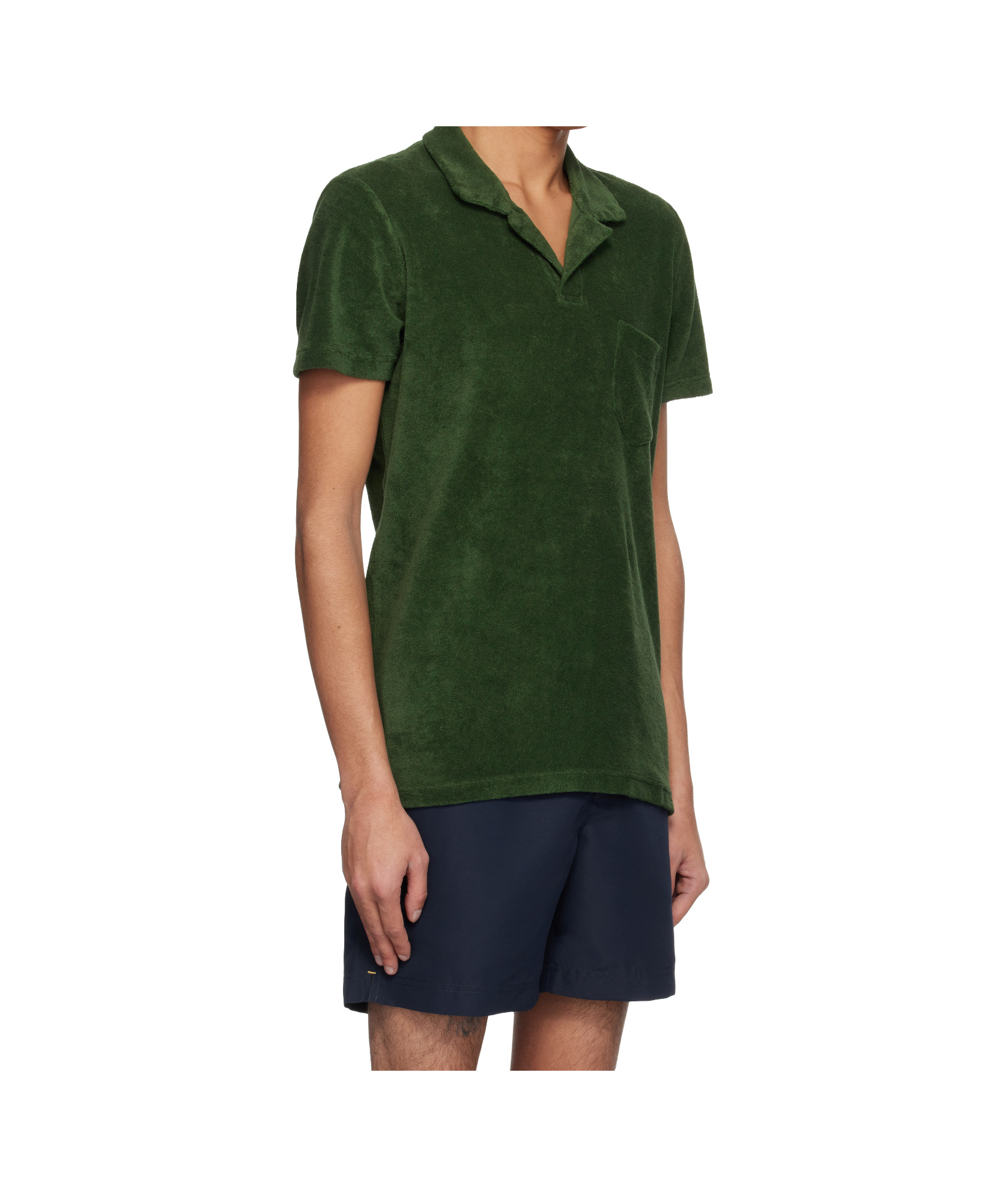 Orlebar Brown Green Terry Towelling Polo In Green
