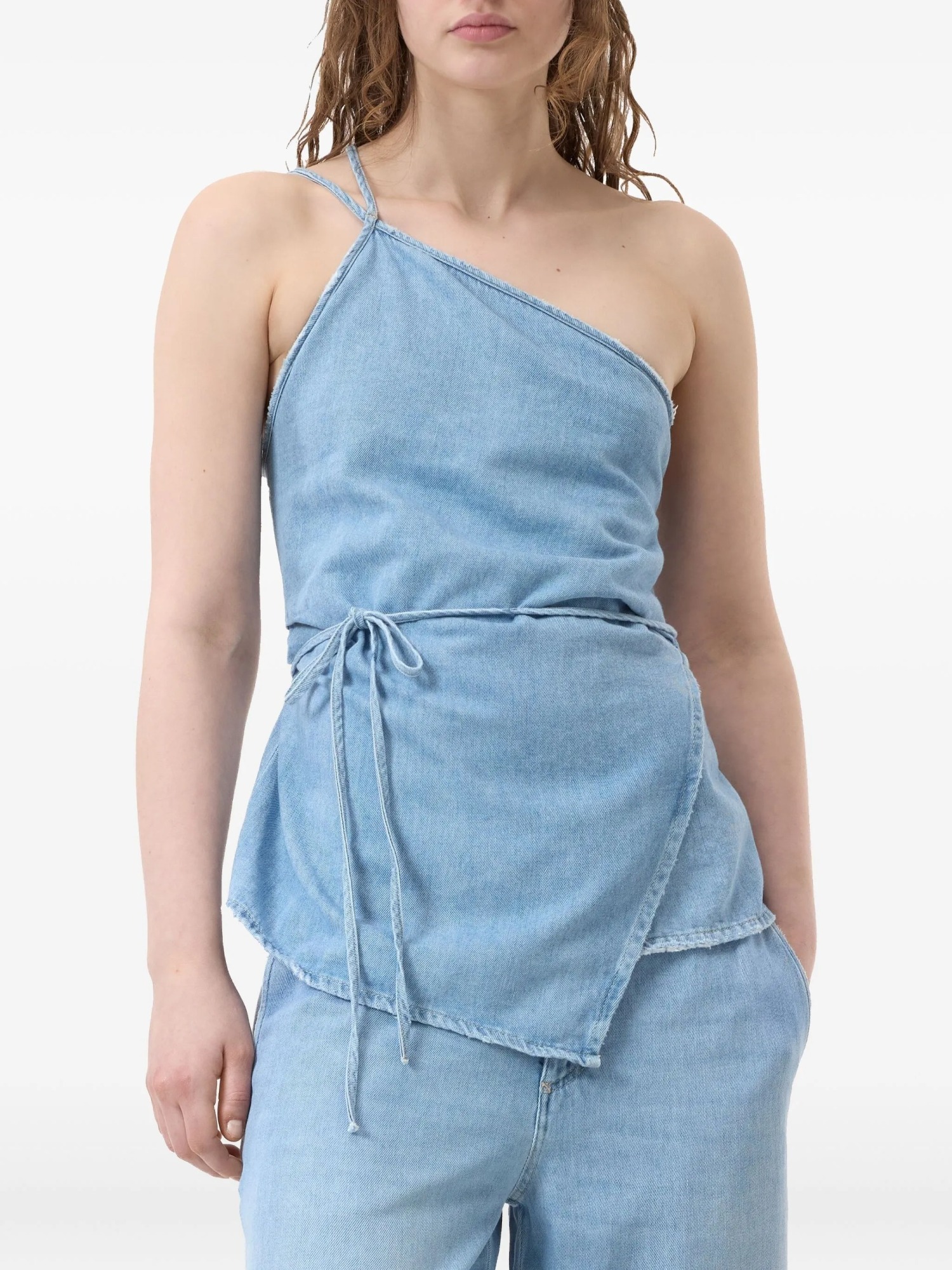 Shop Closed Wrap-design Denim Top
