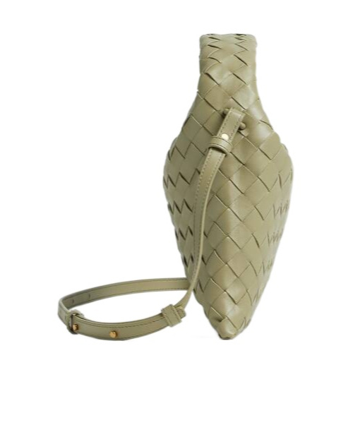 Bottega Veneta Small Hop Leather Shoulder Bag In Travertine