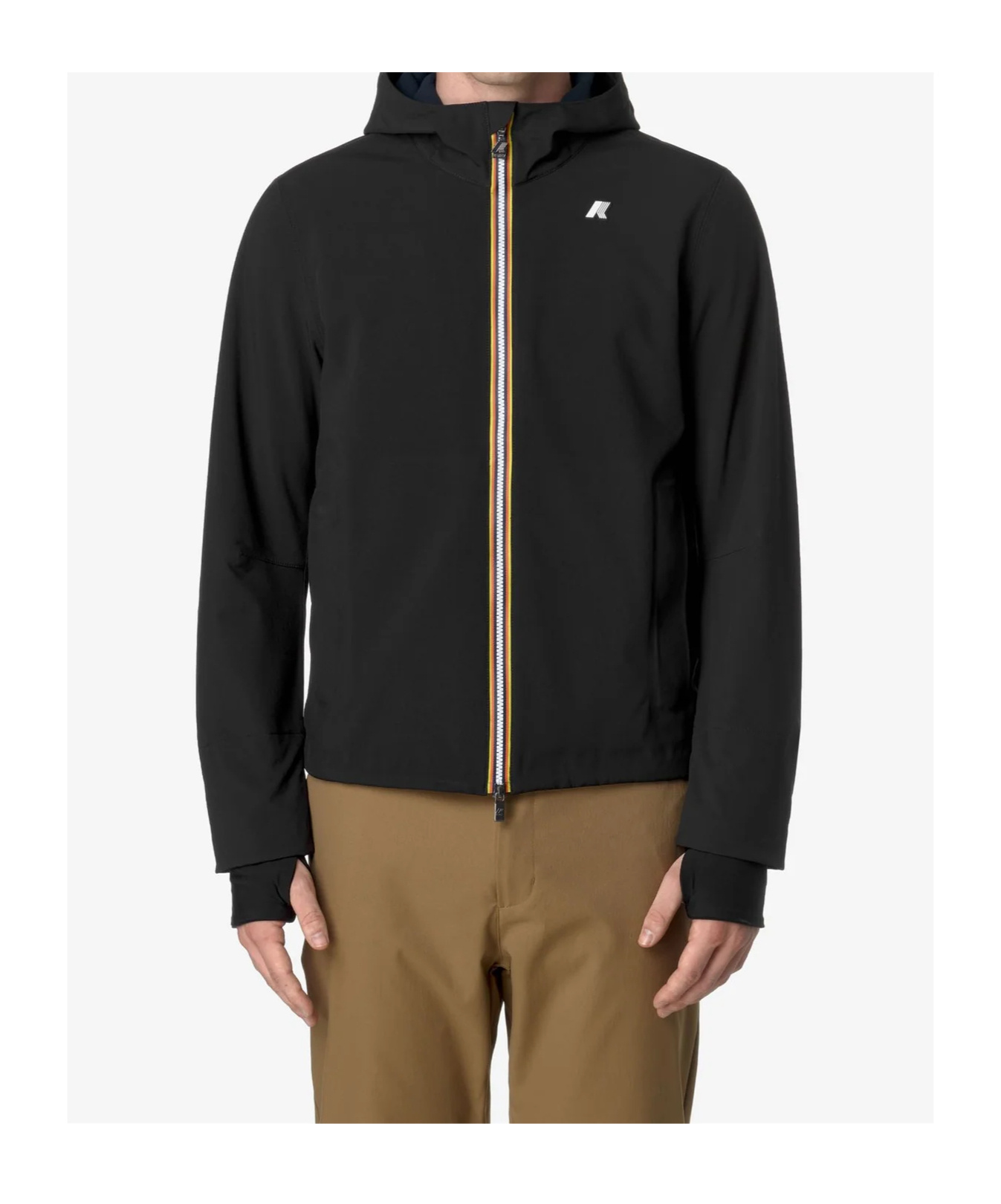 K-way Logo Hooded Casual Jacket In Black