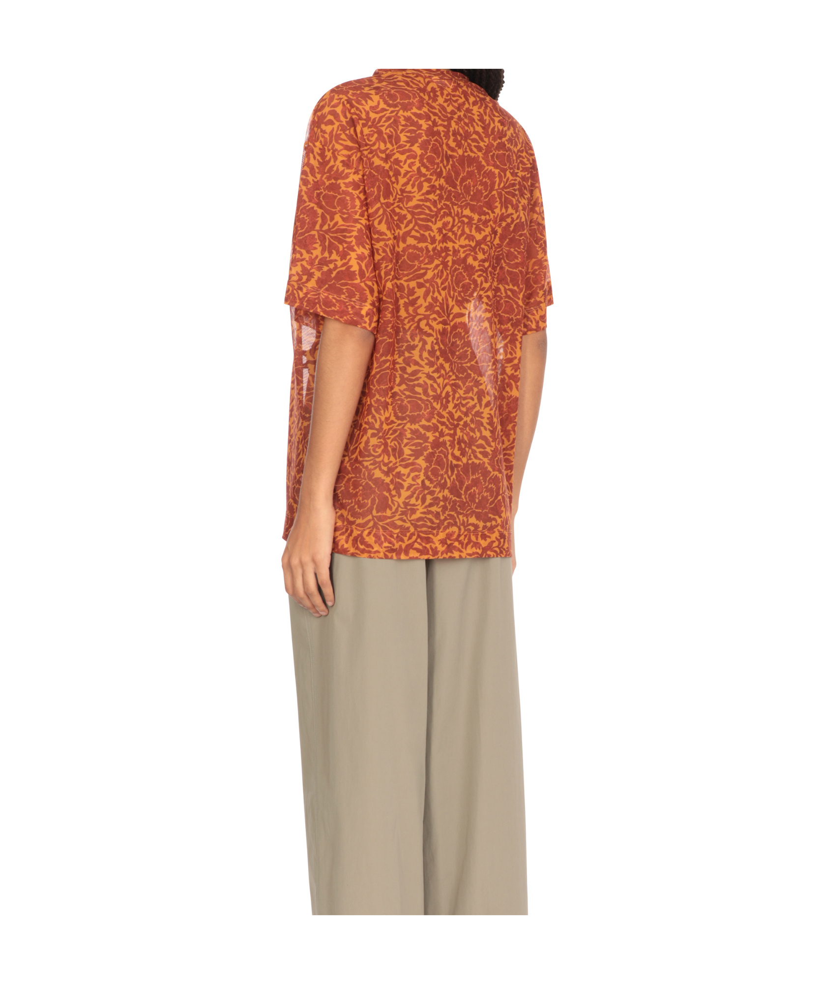 Shop Dries Van Noten T-shirt With Floral Pattern In Orange