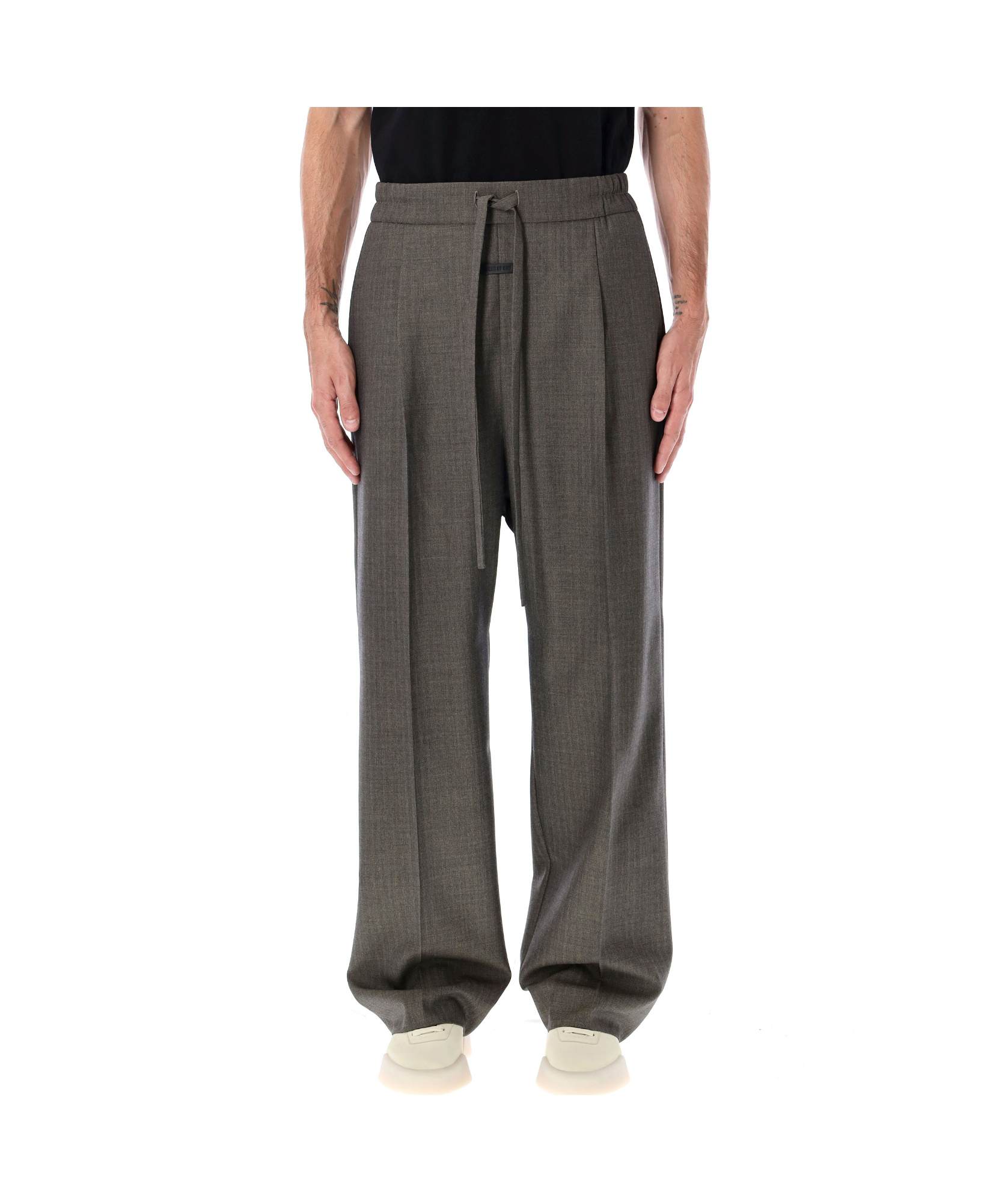 Fear Of God Heather Chevron Wool Drawstring Pants In Gray
