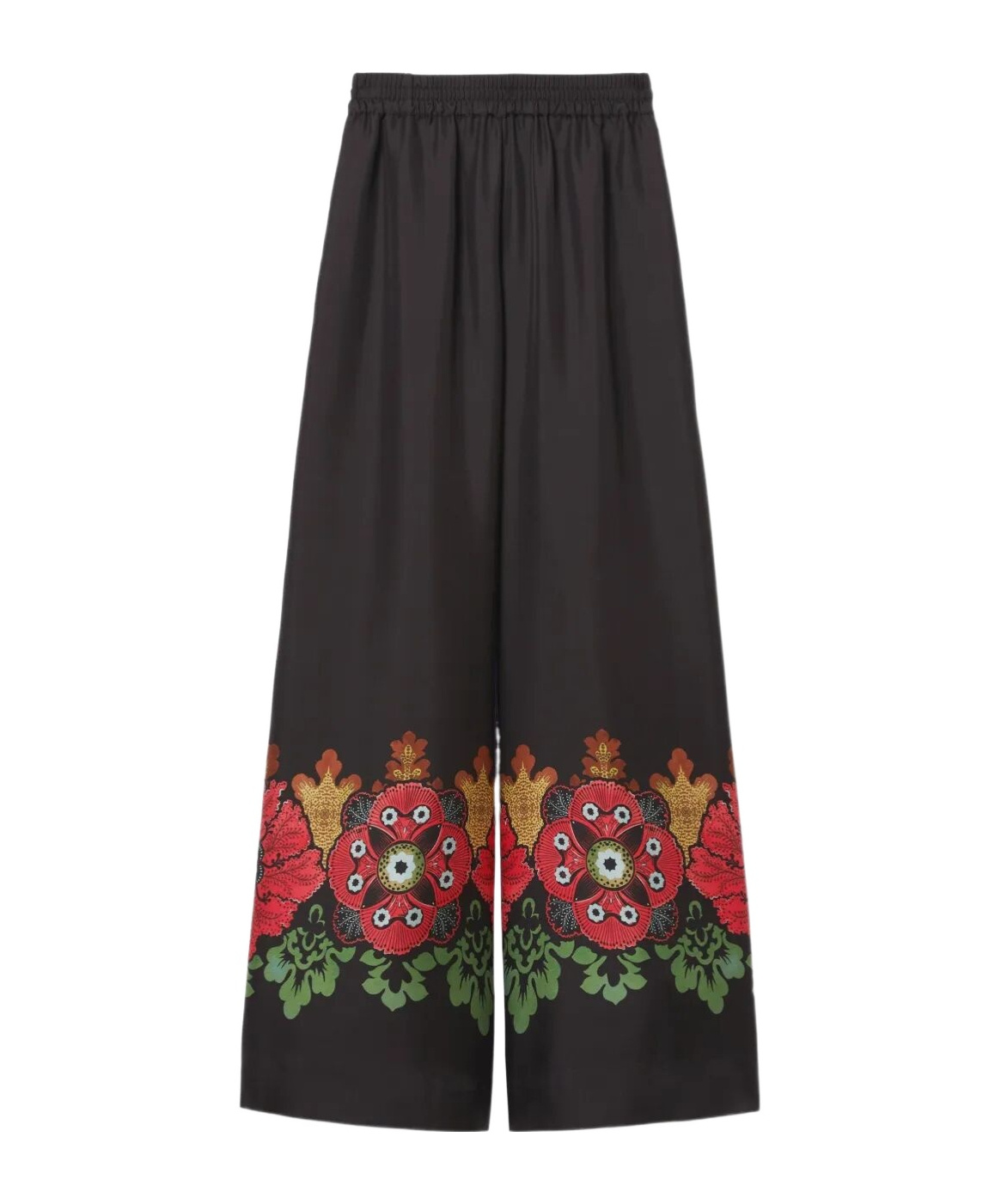 La Doublej Printed Silk Twill Palazzo Pants In Black
