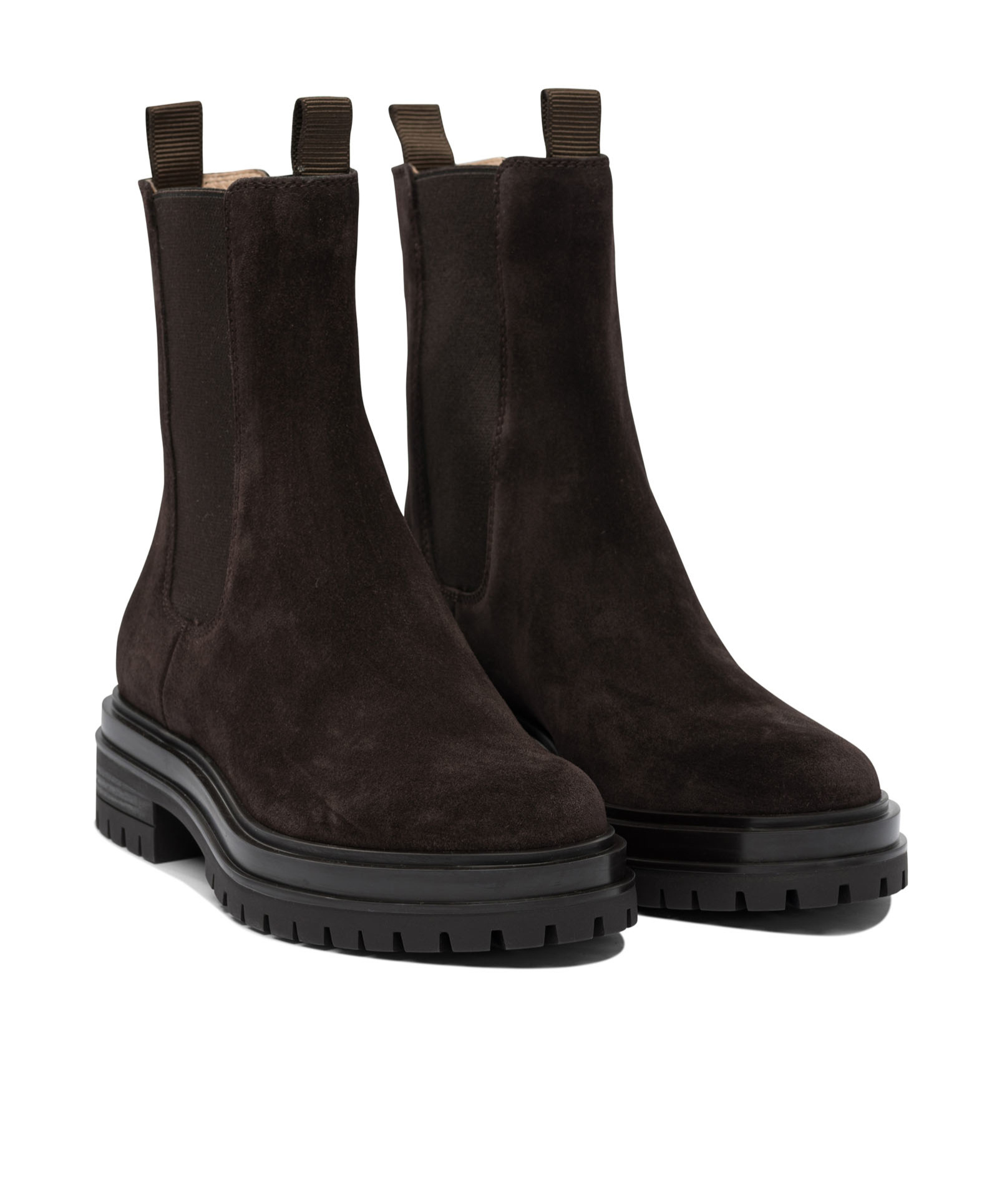 Gianvito Rossi Chunky Sole Suede Ankle Boots With Elastic Panels In Brown