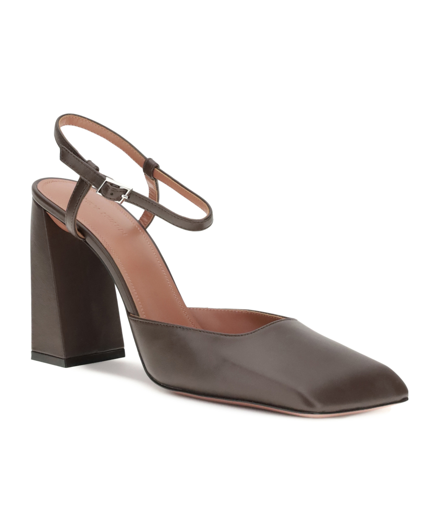 Amina Muaddi Block Heel Strap Pumps In Brown
