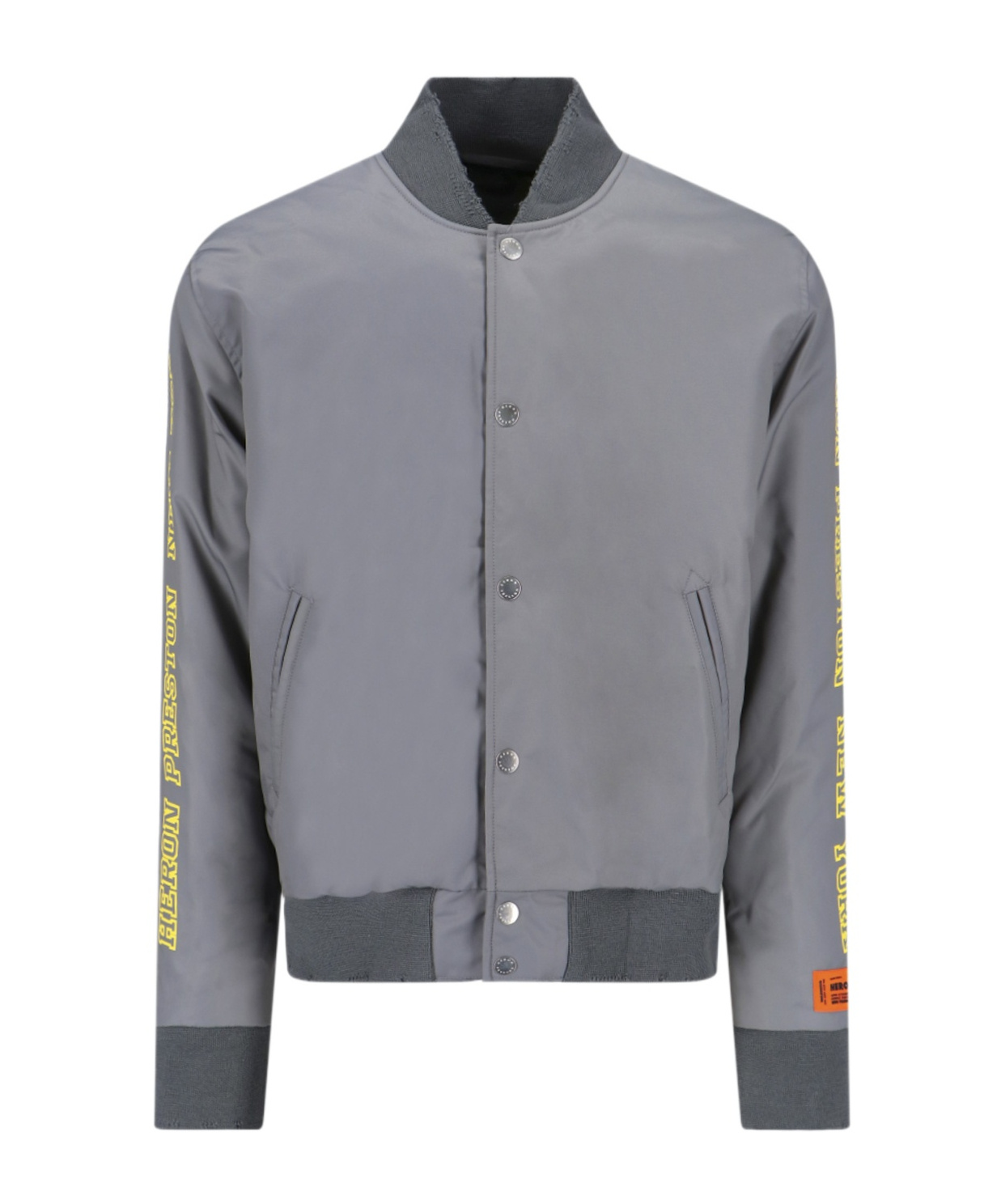 Heron Preston Gray Hp Sponsor Varsity Bomber Jacket In Gray