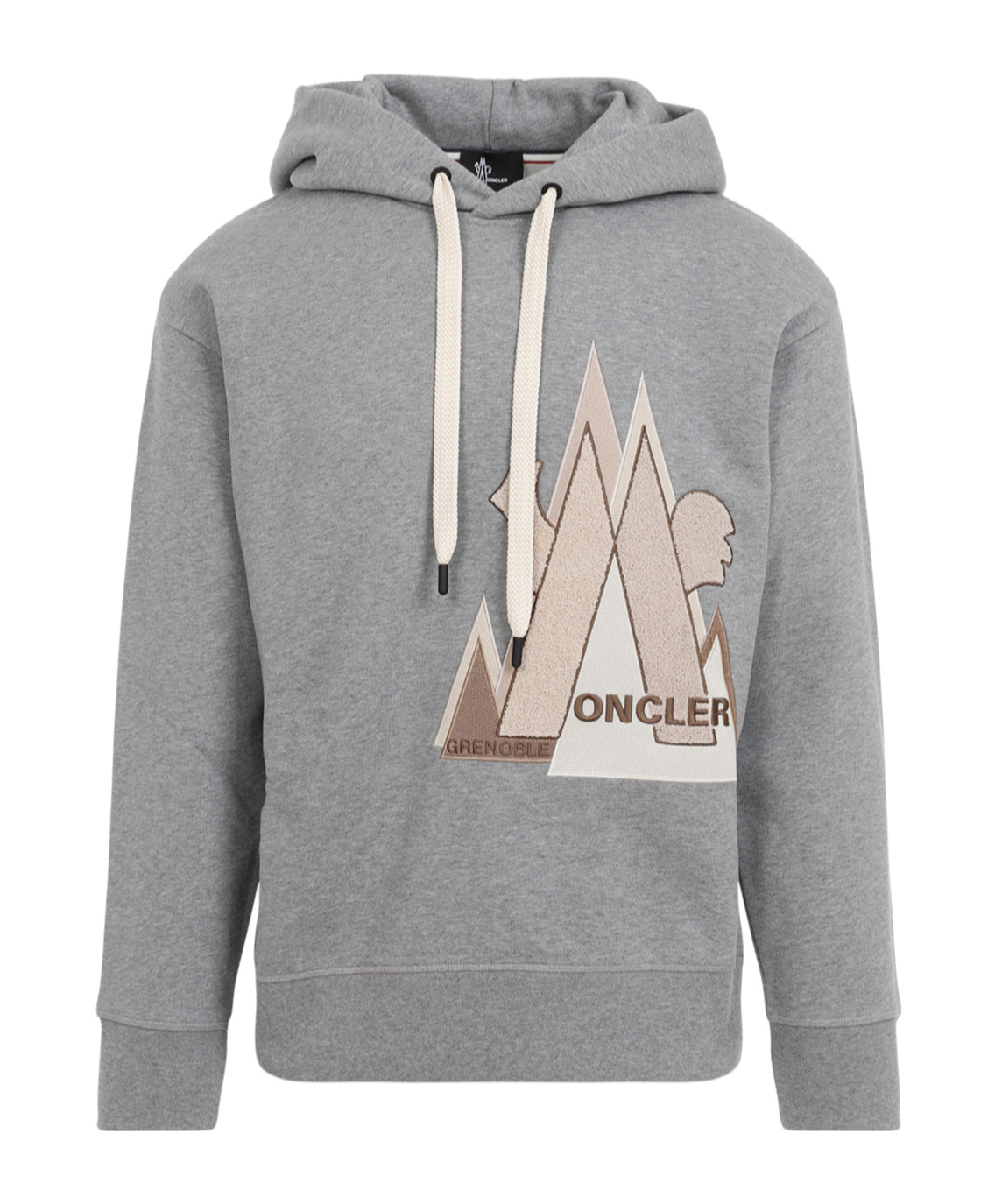 Moncler Cotton Hoodie With Hood And Drawstring In Gray