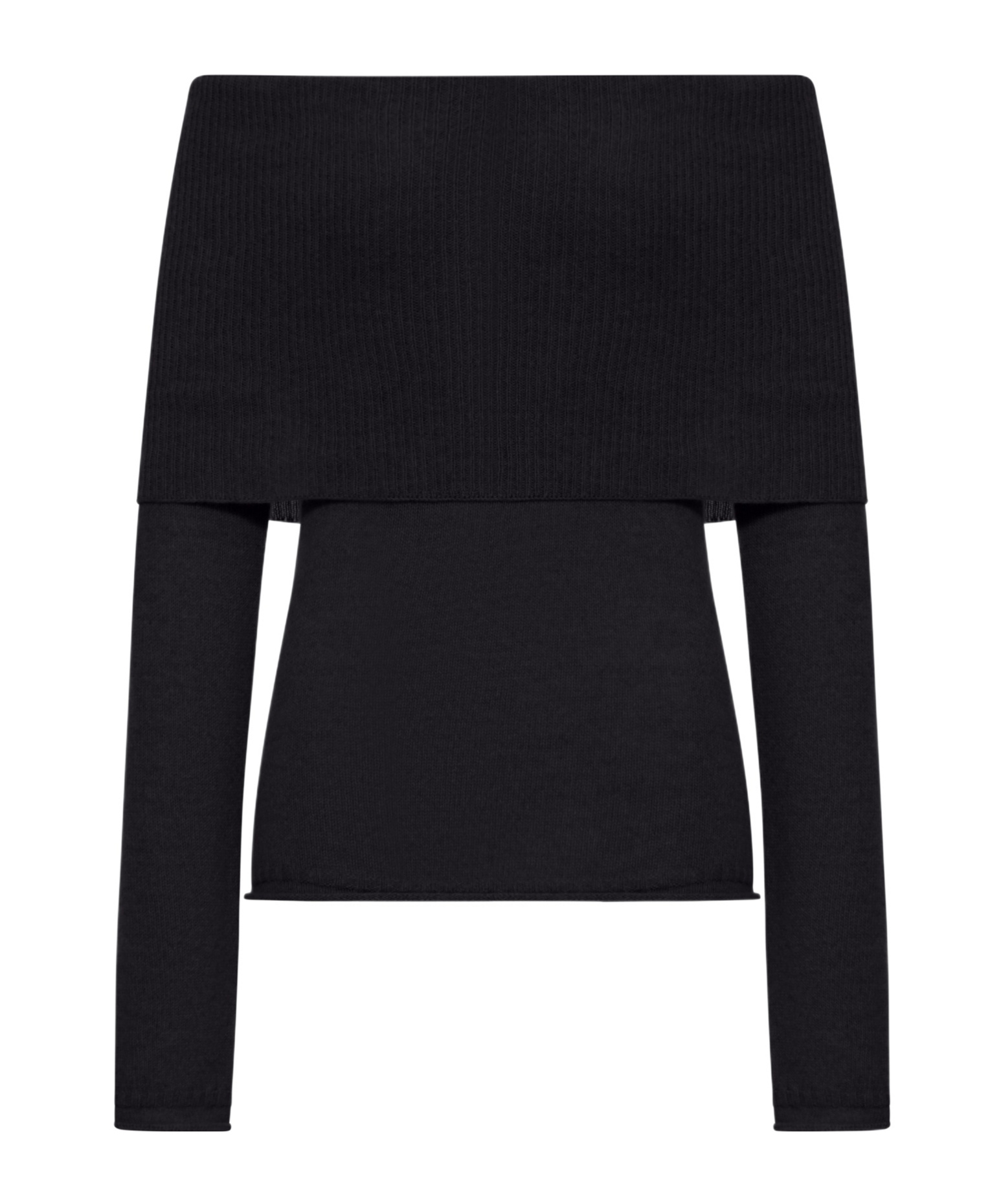 Roberto Collina Long Sleeve Boat Neck Sweater In Black