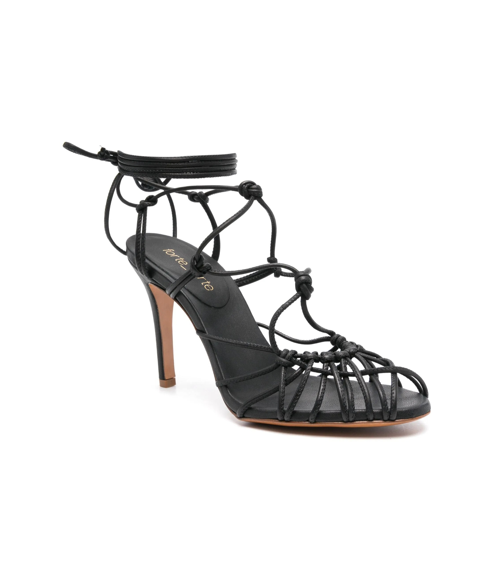 Shop Forte Forte Lace-up High Heel Sandals In Black