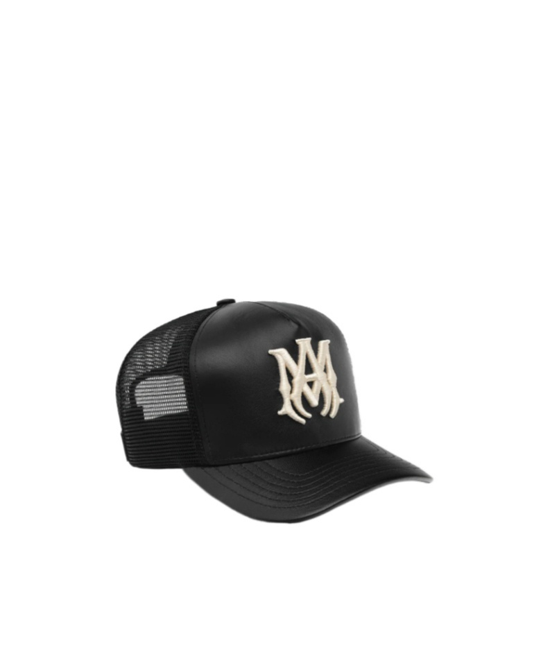Amiri Leather Ma Trucker Hat In Black