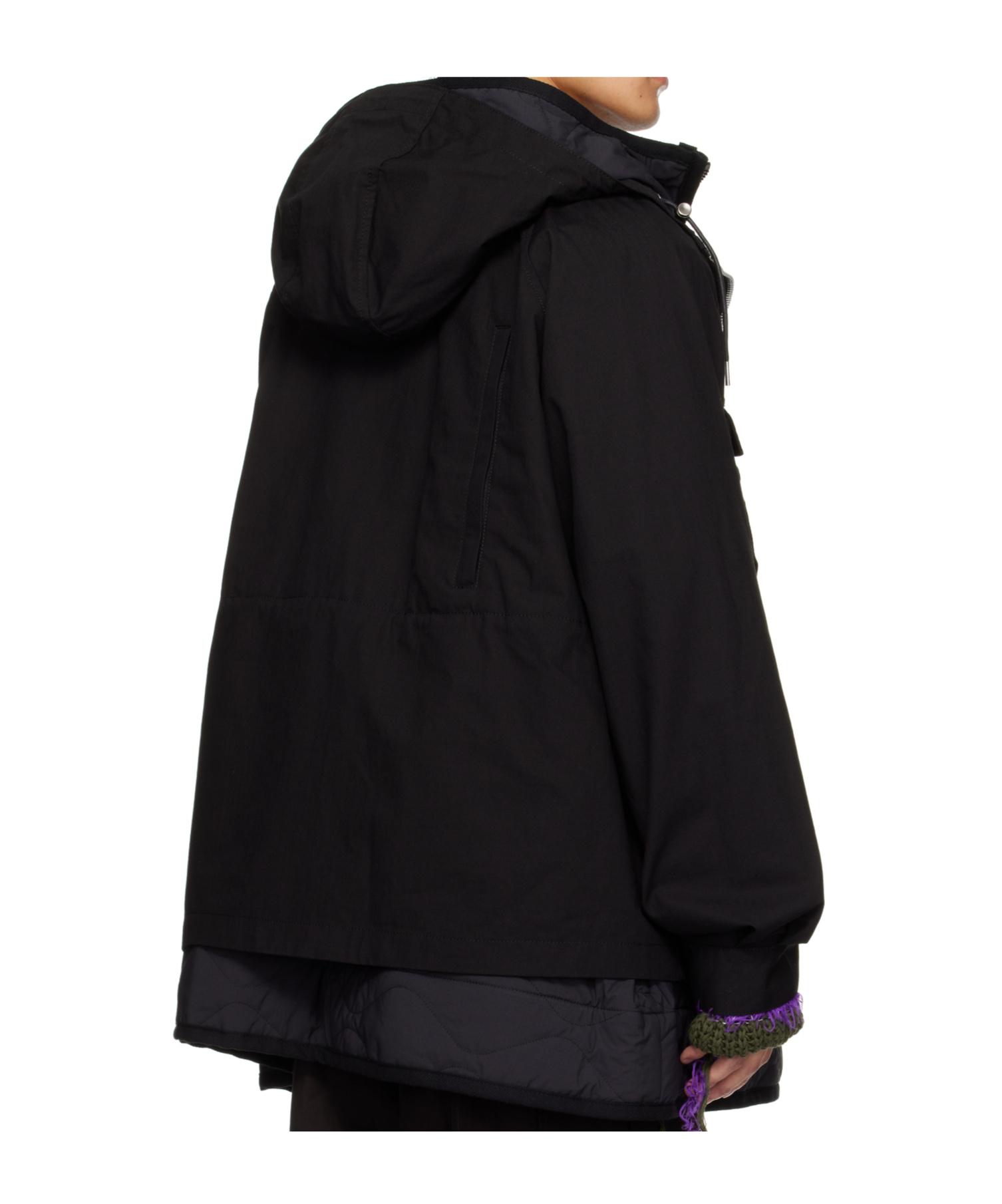 Sacai Long-sleeved Hooded Casual Jacket In Black