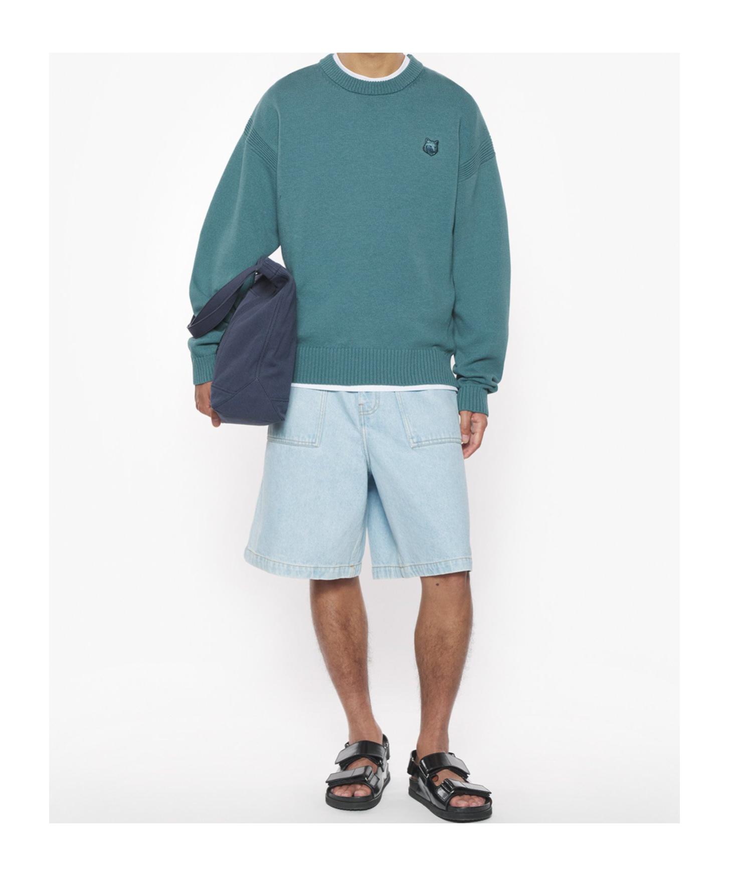 Shop Maison Kitsuné Denim Shorts In Water Washing