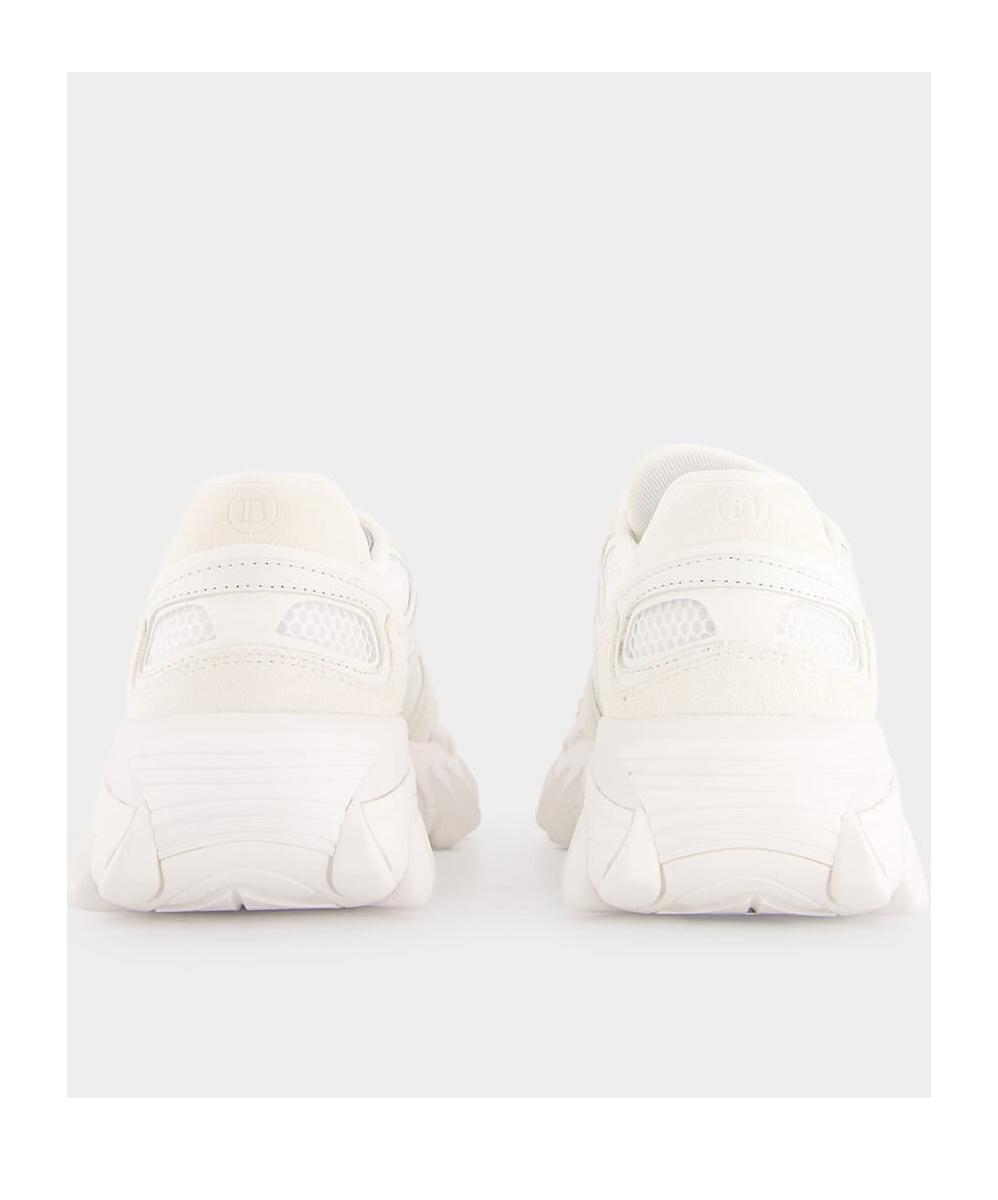 Balmain B-east Leather And Mesh Sneakers In White