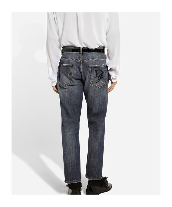 Dolce & Gabbana Ausgeblichene Tapered-jeans In Black