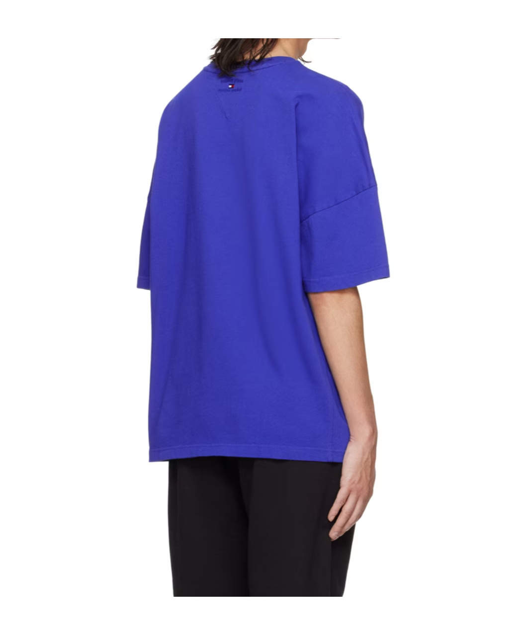 Tommy Hilfiger Round Collar Embroidered T-shirt In Blue