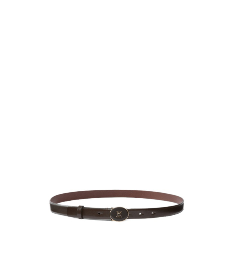 Pinko Round Enamel H2 Belt Vitello Lisciosmalto In Black