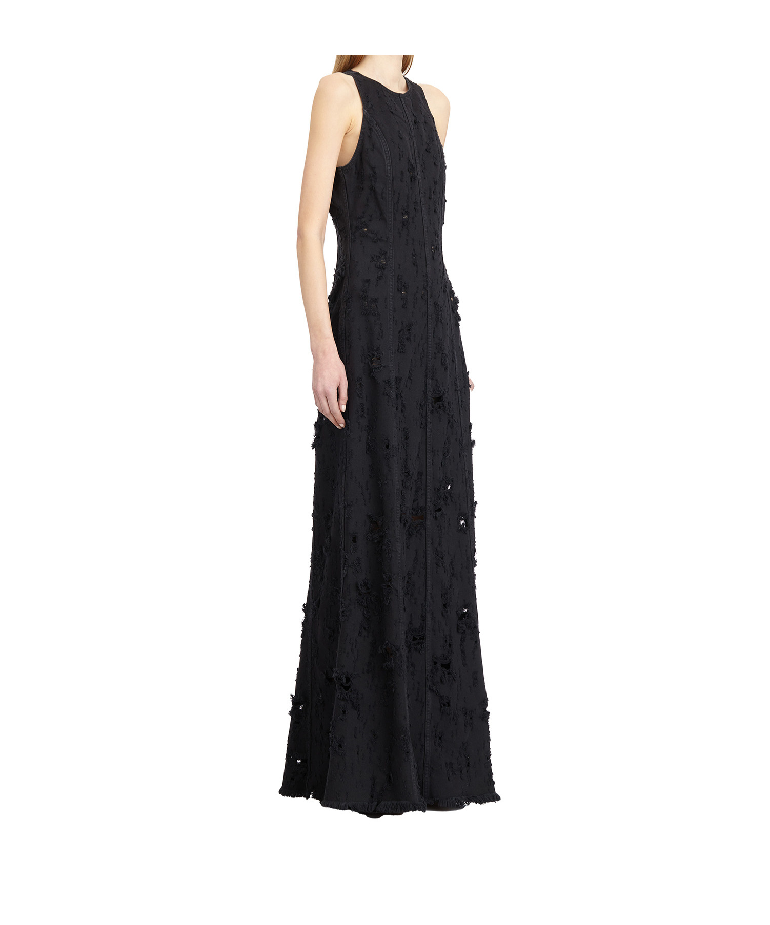 Haikure Long Dark Grey Dress With Rips In Black