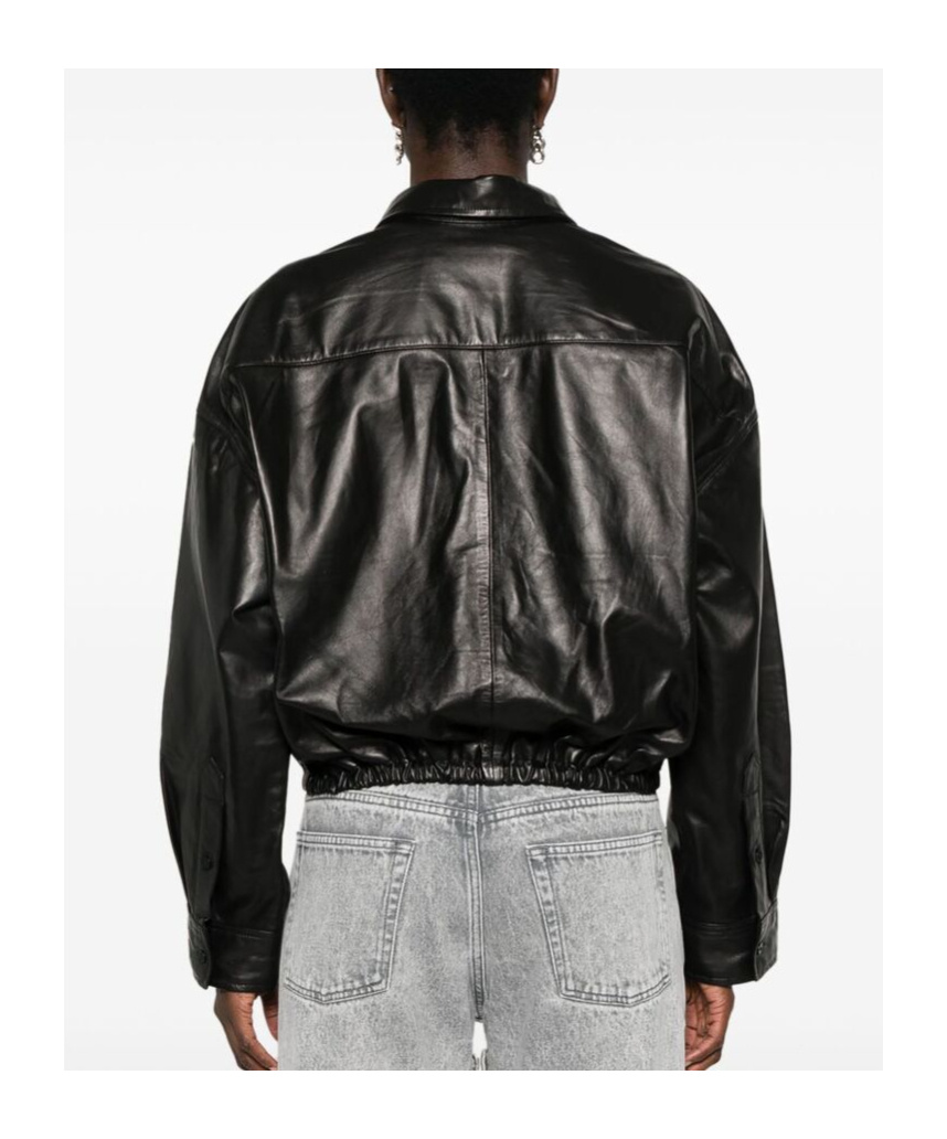 R13 Long-sleeves Leather Shirt In Black
