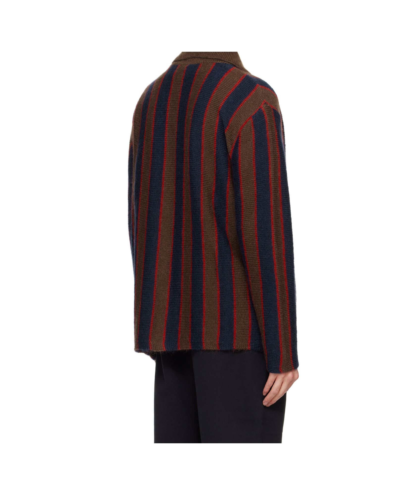 Bode Mohair Stripe Cardigan In Black