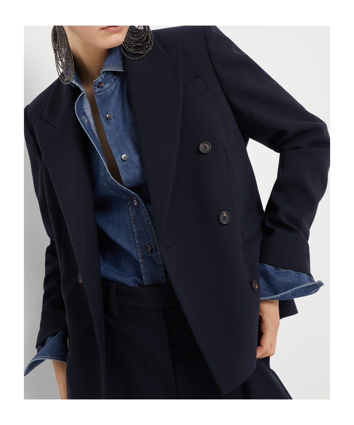 Brunello Cucinelli Peak-lapel Double-breasted Blazer In Night