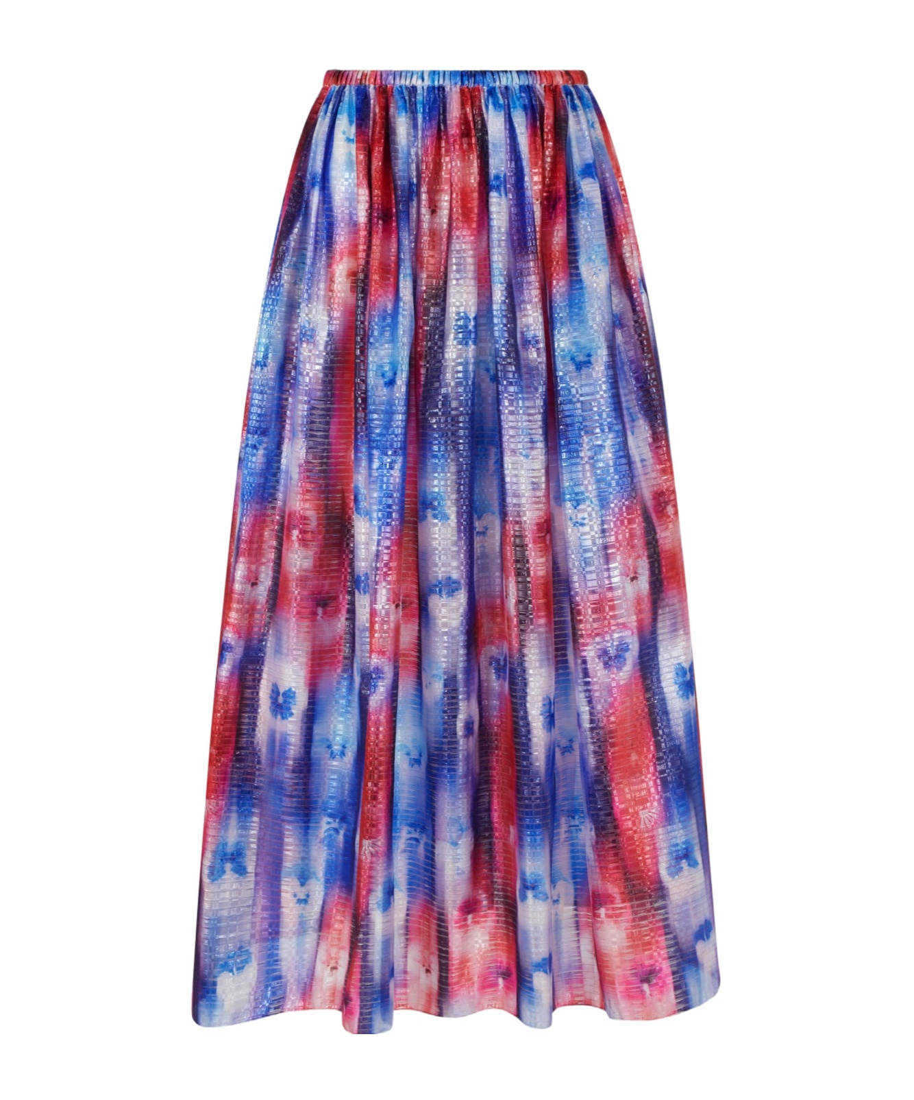 Emporio Armani Long Skirt In Fluid Technical Fabric With A Gradient Floral Pattern