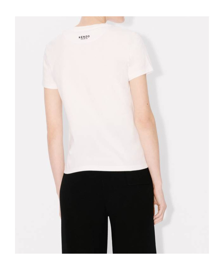 Kenzo 'lucky Tiger Crest' Embroidered Classic T-shirt In White