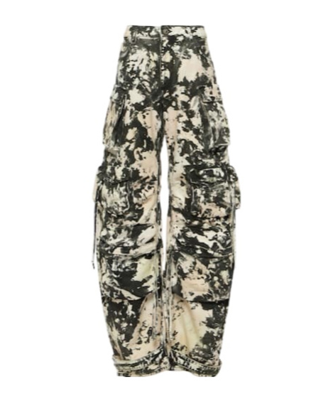 Attico Fern Printed Mid-rise Cargo Jeans In Neutral