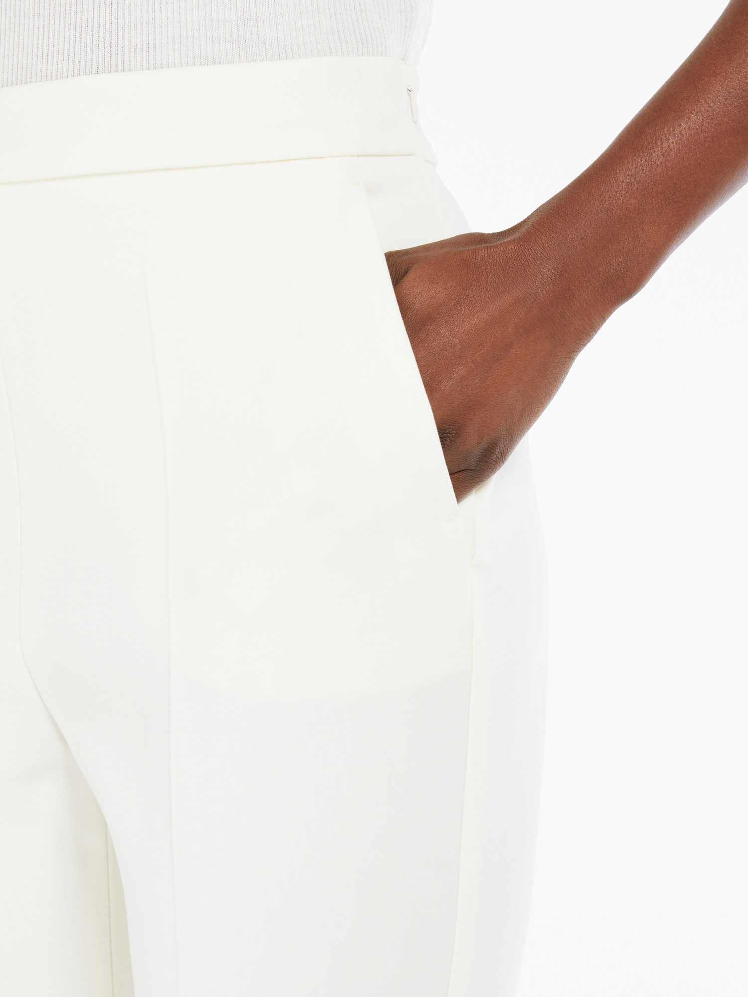 Max Mara Wool Crepe Trousers In White