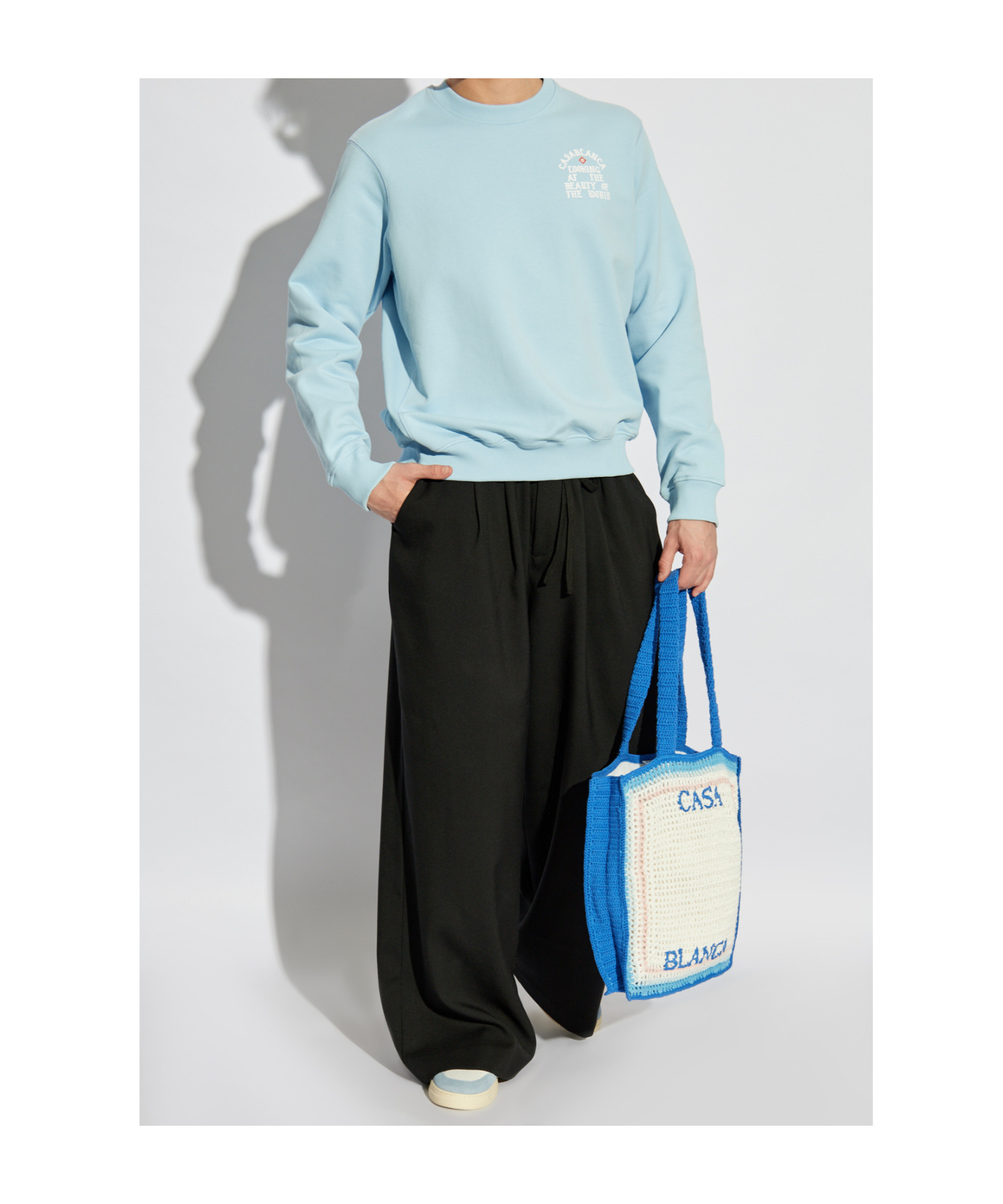 Casablanca The Beauty Of The World Cotton Sweatshirt In Blue