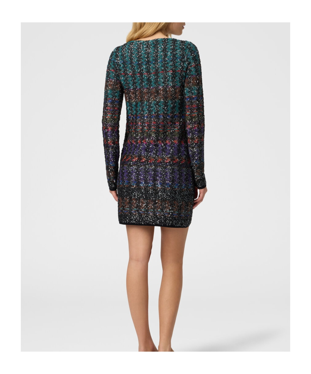 Missoni Mini Dress With Chevron And Stripe Pattern In Multi
