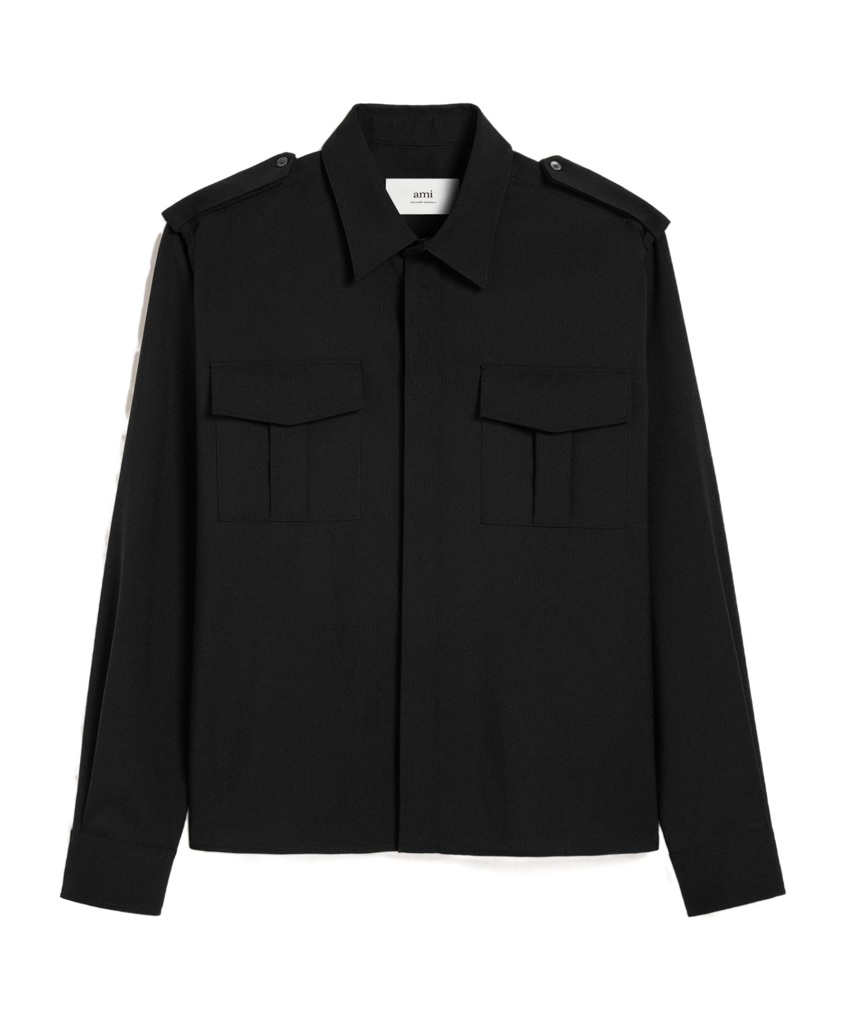 Ami Alexandre Mattiussi Ami Concealed Fastened Military Shirt In Black