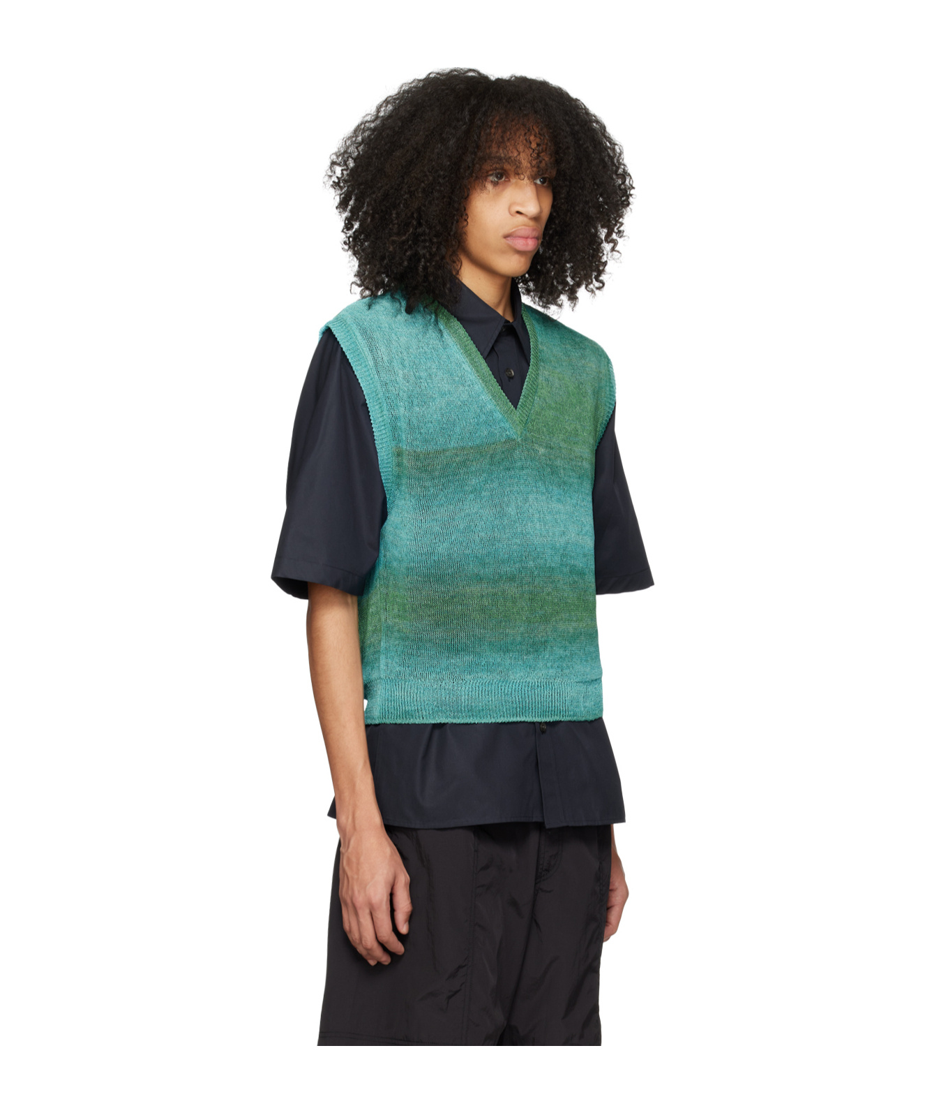 Wooyoungmi Graded Stripe Pattern Knitted Vest In Black