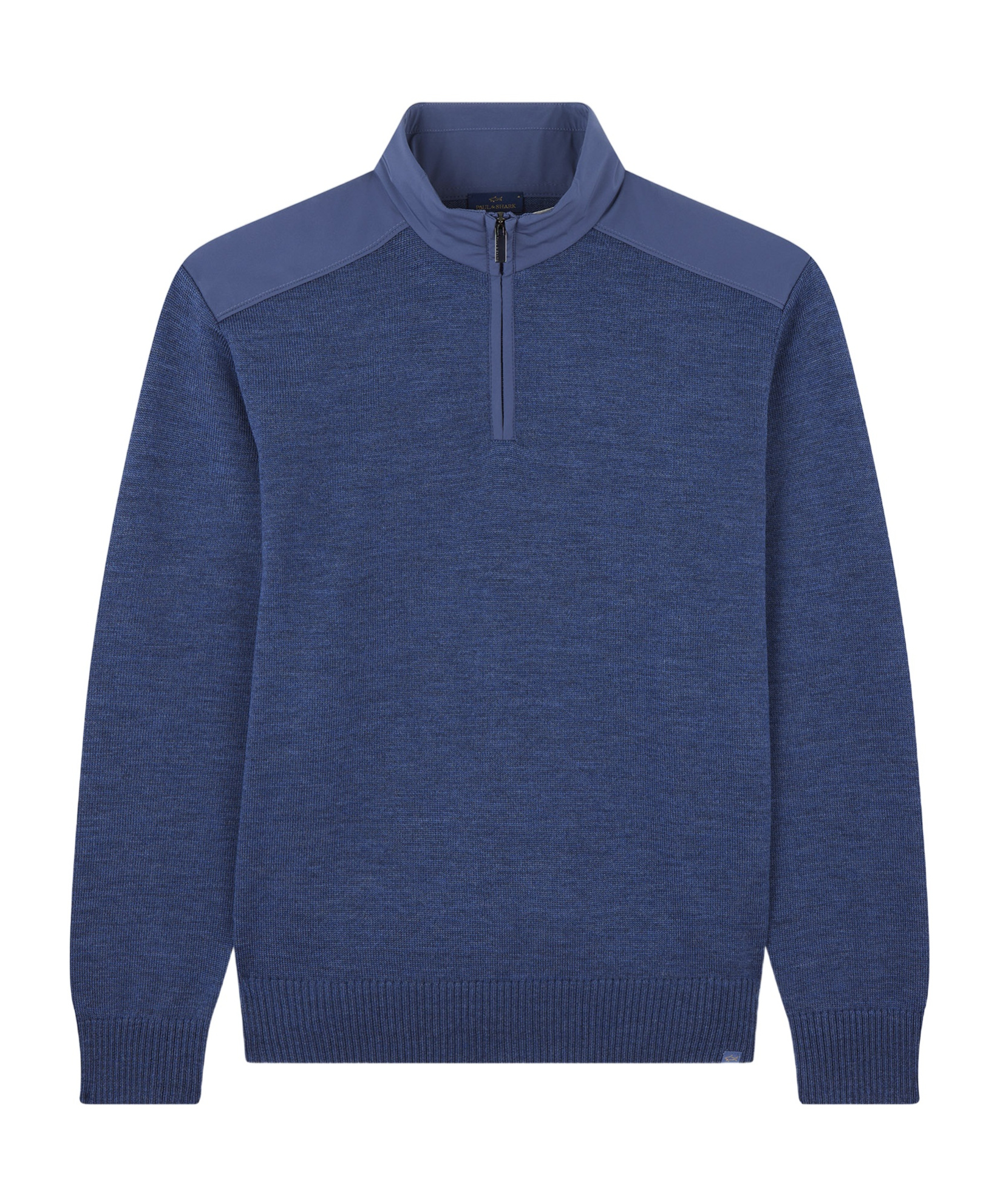 Paul & Shark Half-zip Sweater In Soft Cool Touch Wool With Typhoon Re-4x4 Stretch Details In Blue
