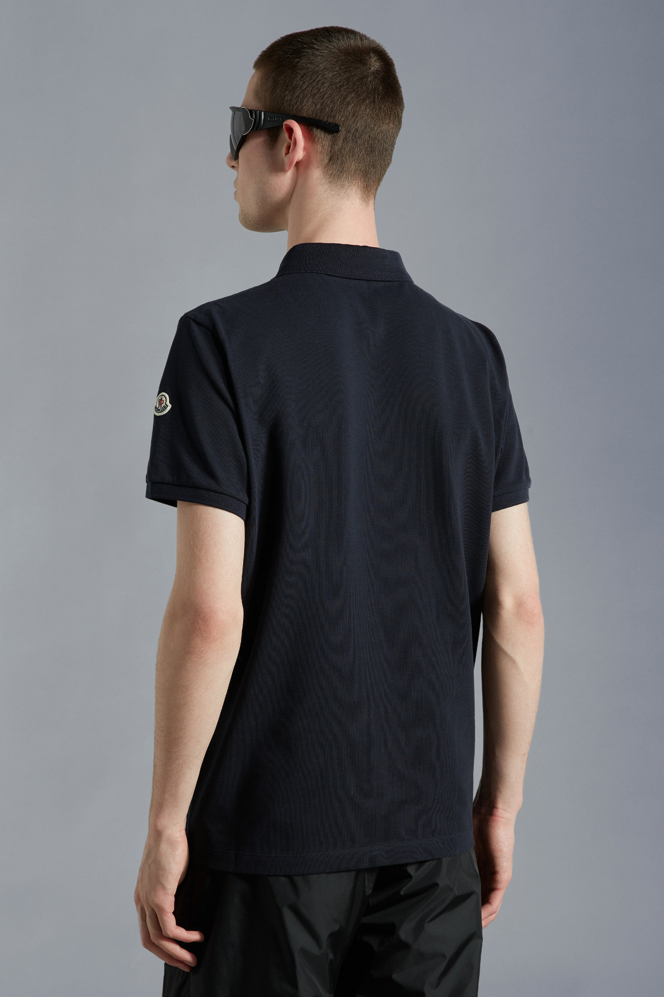 Moncler Logo-patch Short-sleeve Polo Shirt In Blue