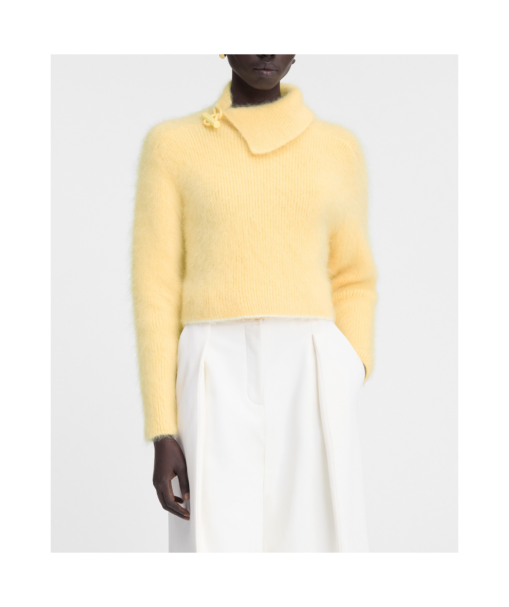 Shop Jacquemus Turtleneck Striped Jumper In Nude