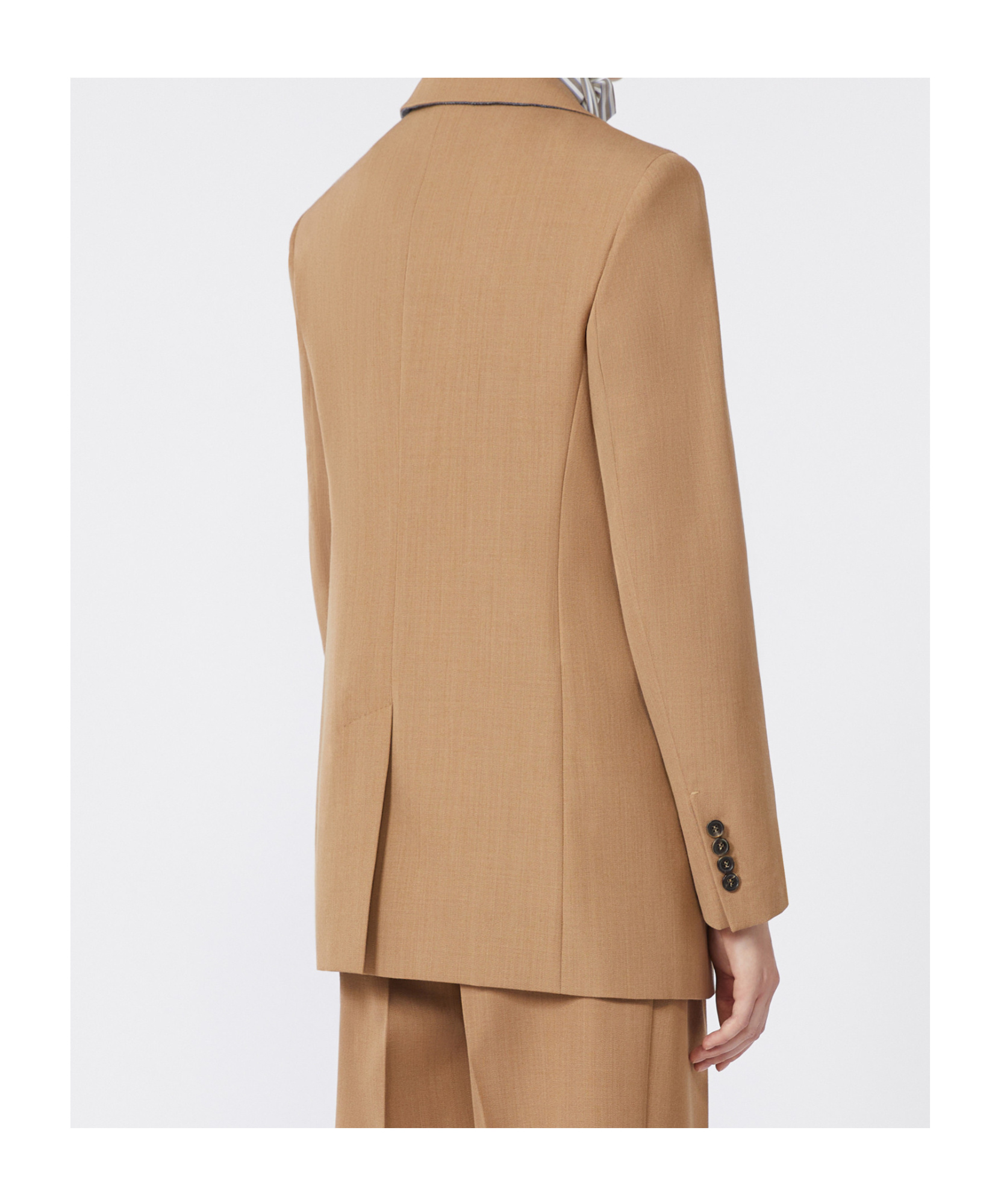 Max Mara Single Breasted Grain De Poudre Wool Blazer In Neutral